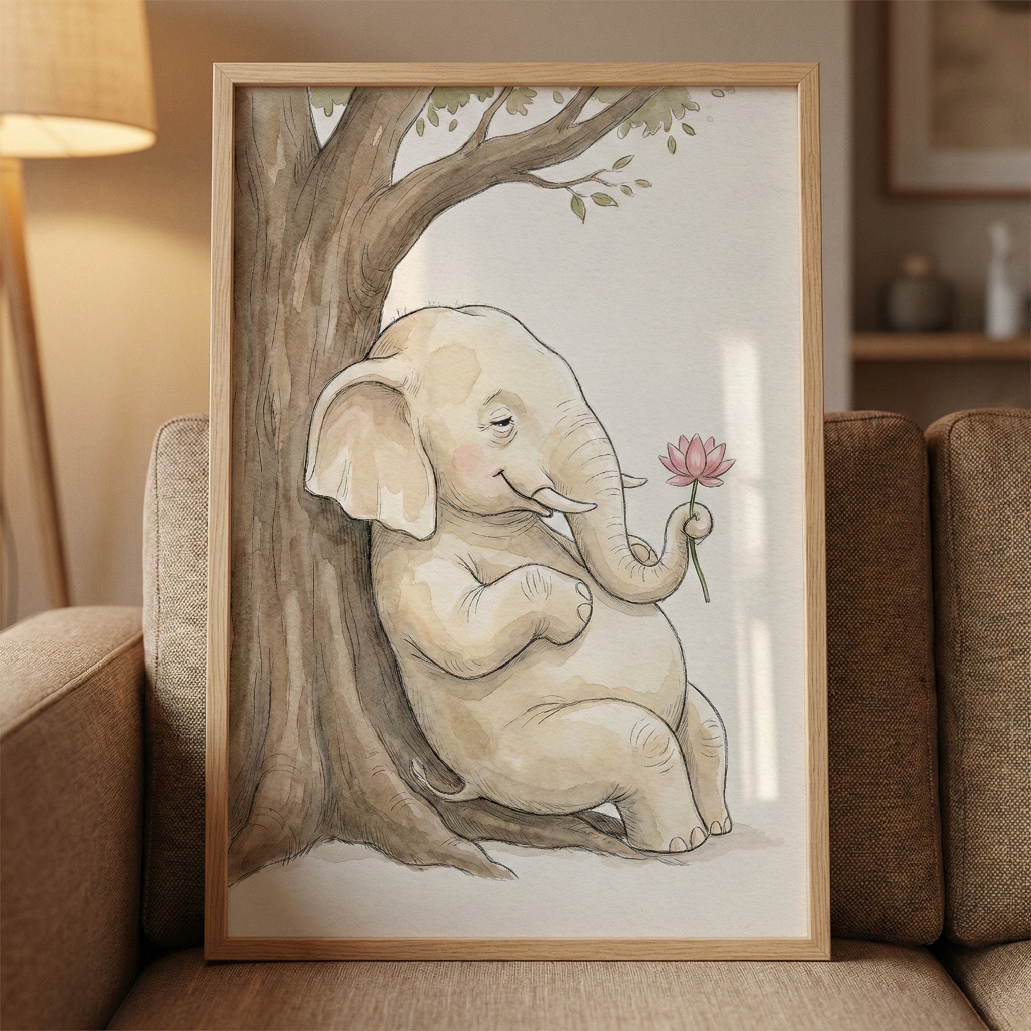 Elephant Nursery Wall Art - Gentle Forest Rest