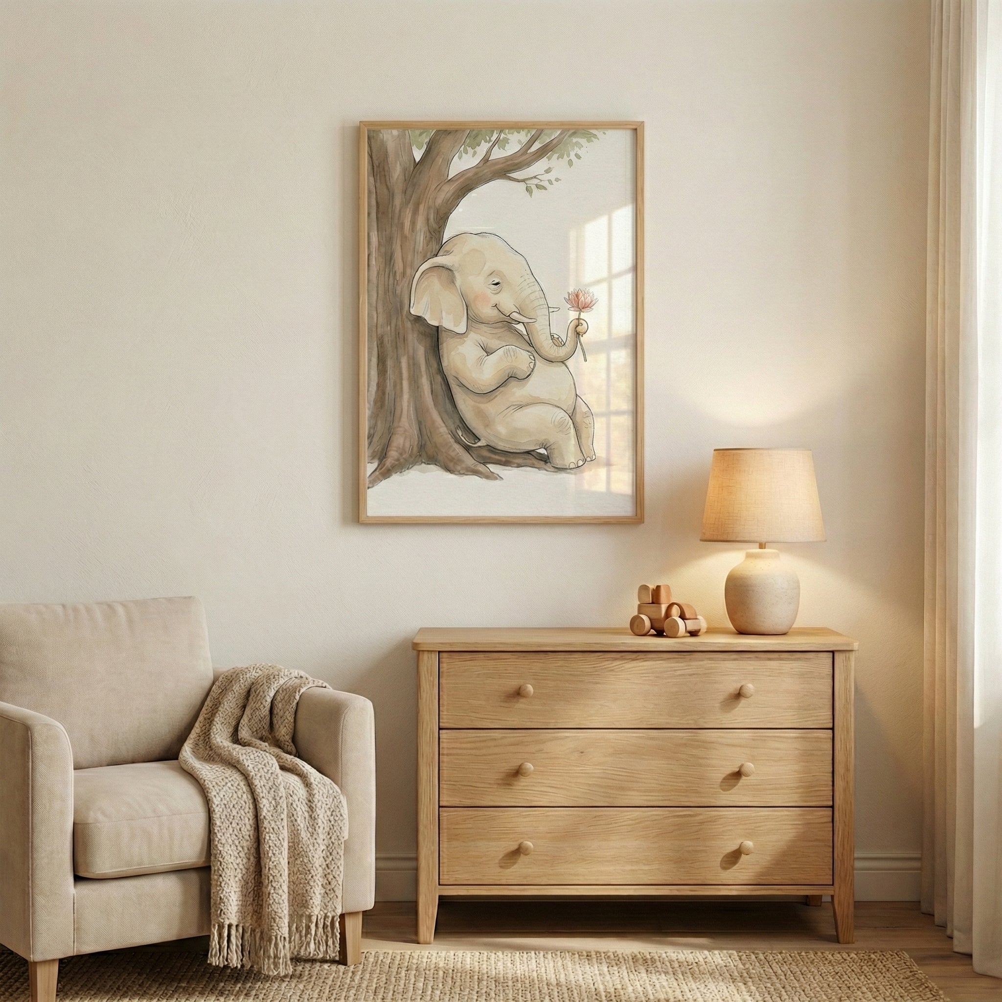 Elephant Nursery Wall Art - Gentle Forest Rest
