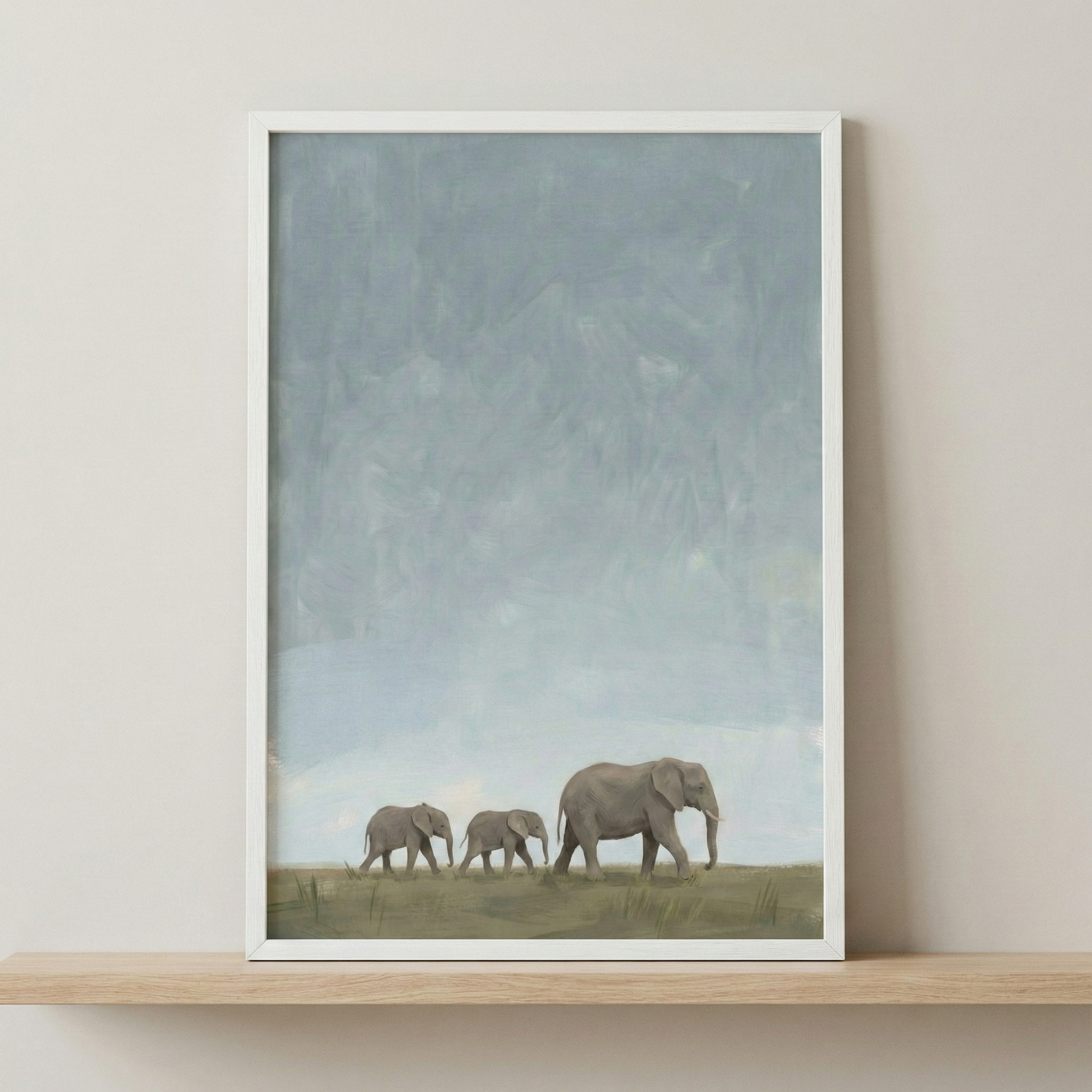 Elephant Family Art Wall - Gentle Elephant Family