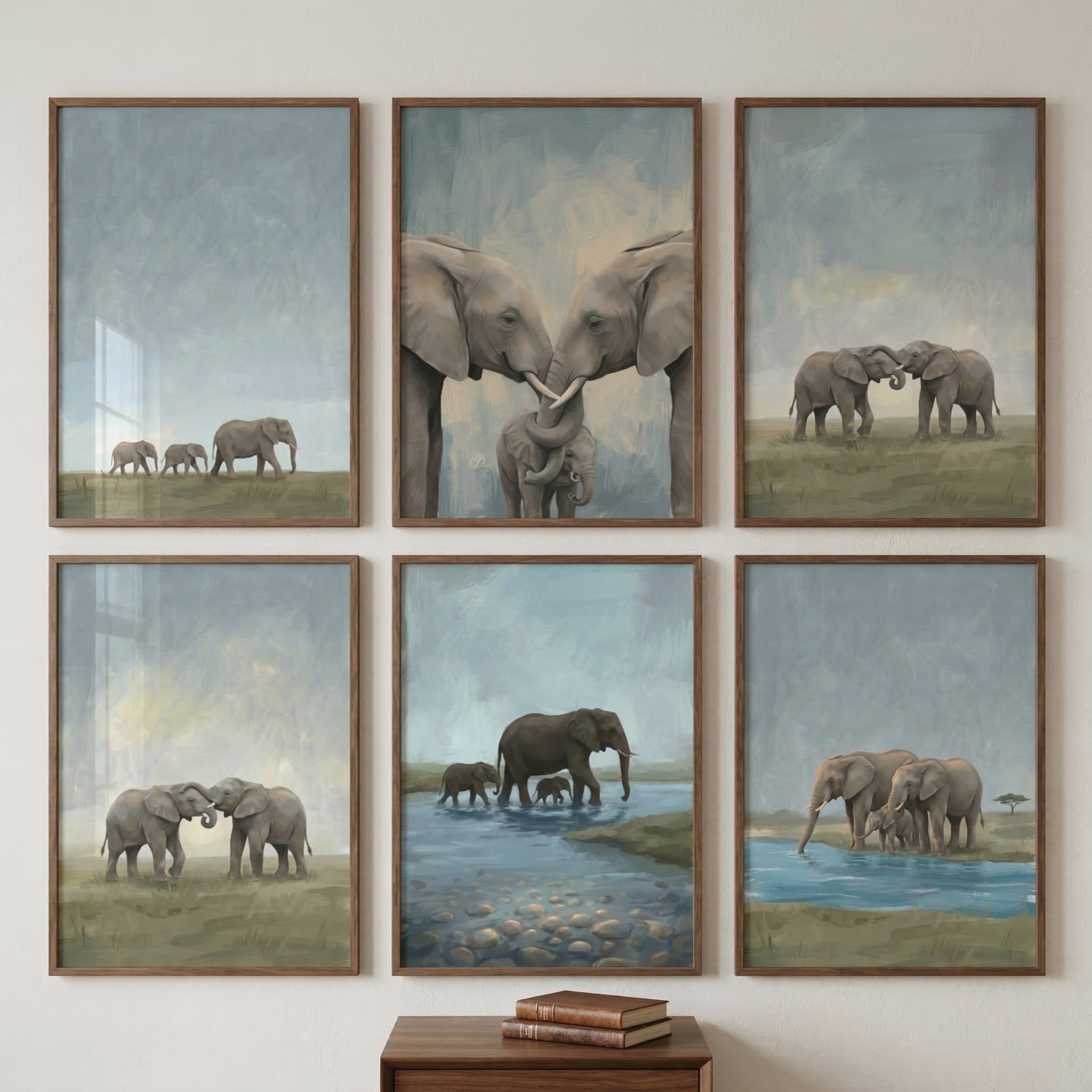 Elephant Family Artwork Set of 6 - Gentle Giant Legacy