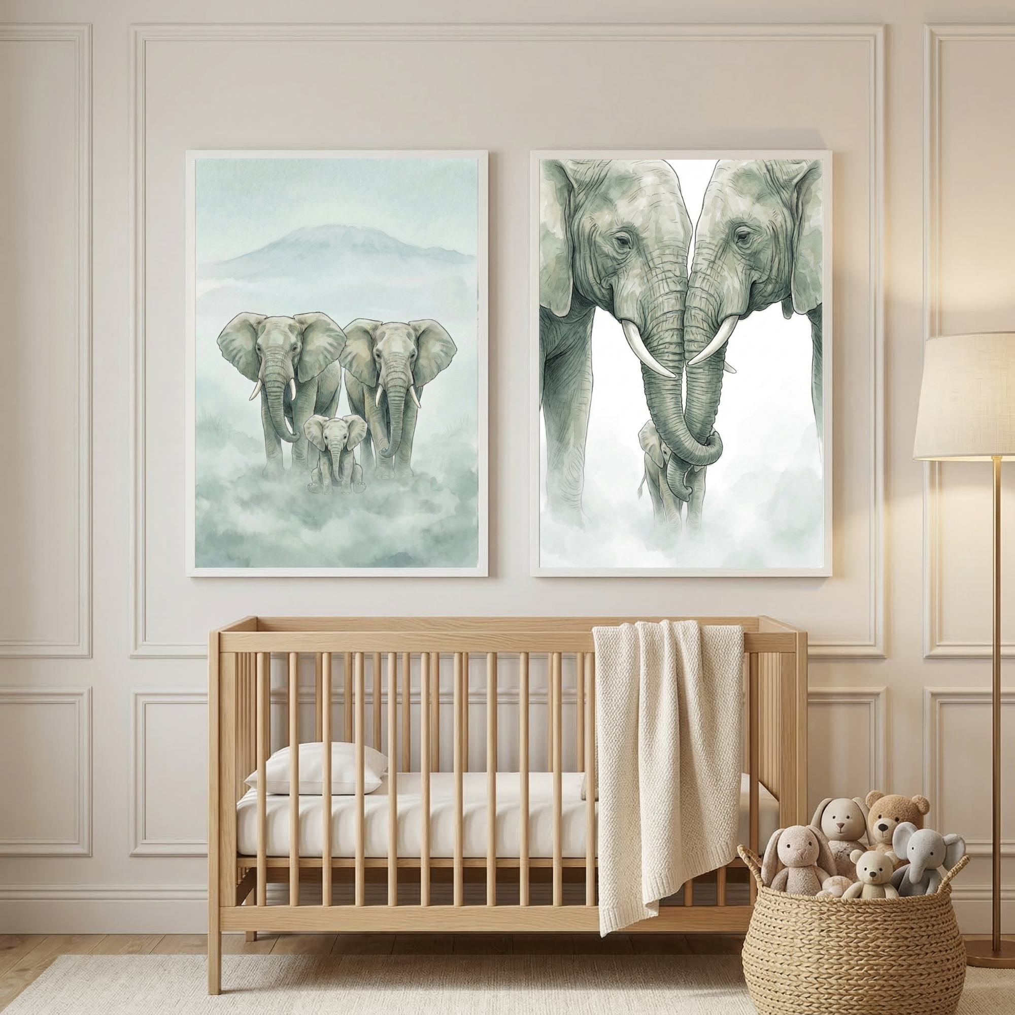 Safari Family Elephant Wall Art Set of 2 - Trunk In Trunk