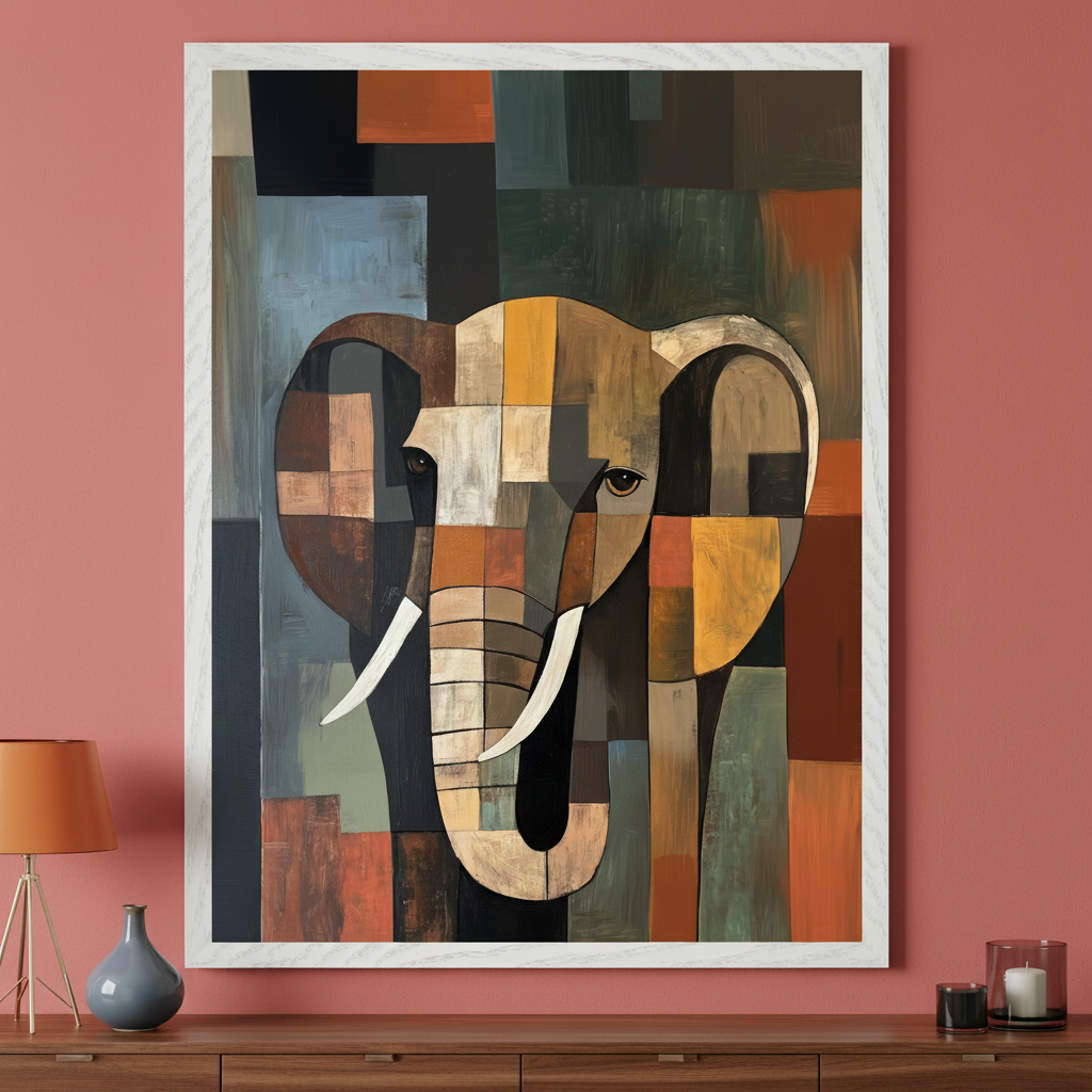 Fragmented Giant - Elephant Framed Wall Art for Living Room, Bedroom or Office