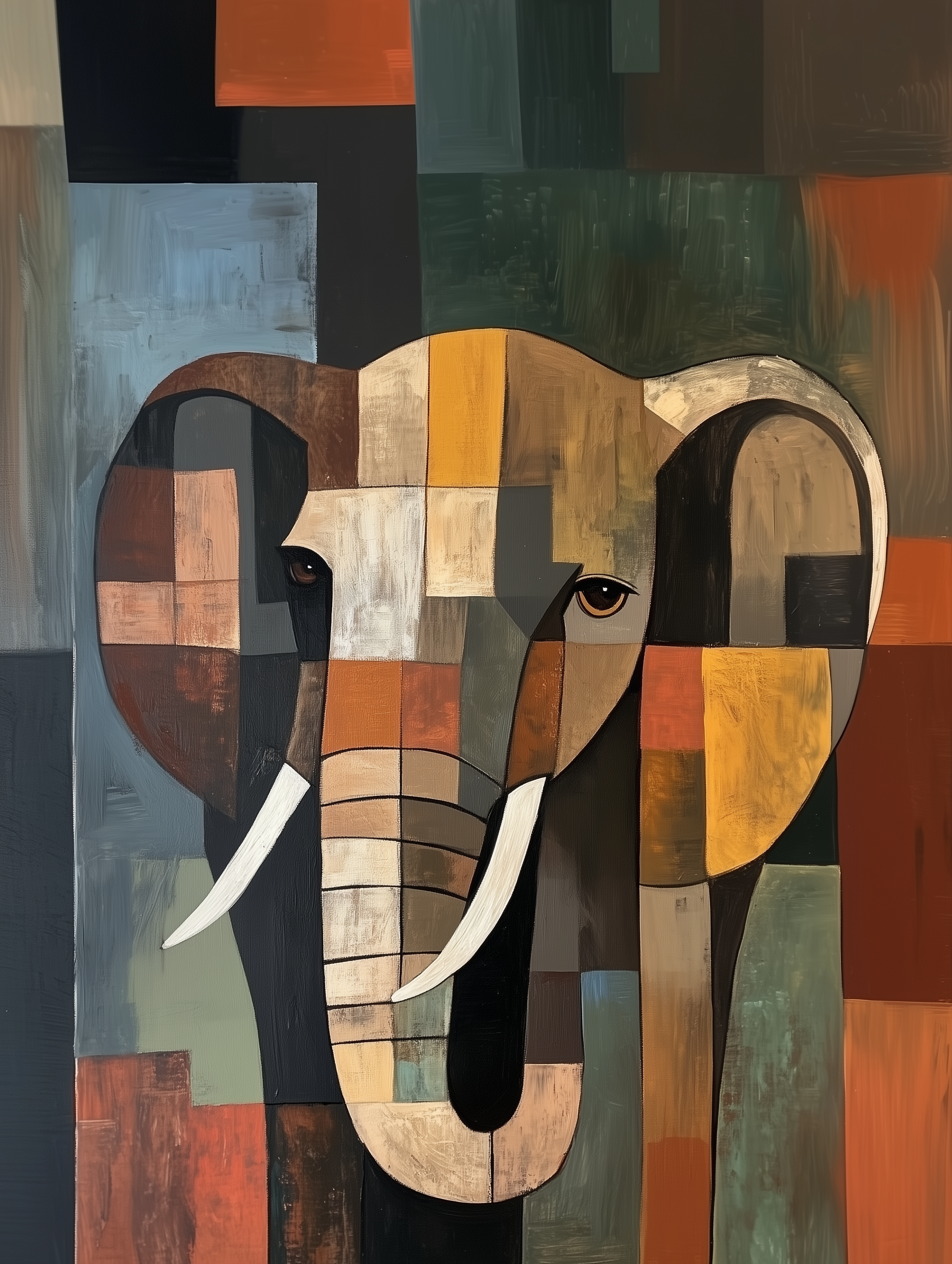 Fragmented Giant - Elephant Framed Wall Art for Living Room, Bedroom or Office