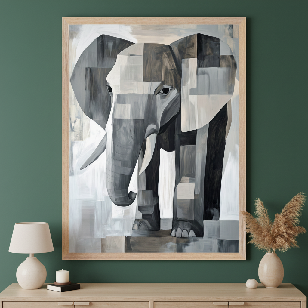 Grayscale Grandeur - Elephant Framed Wall Art for Living Room, Bedroom or Office