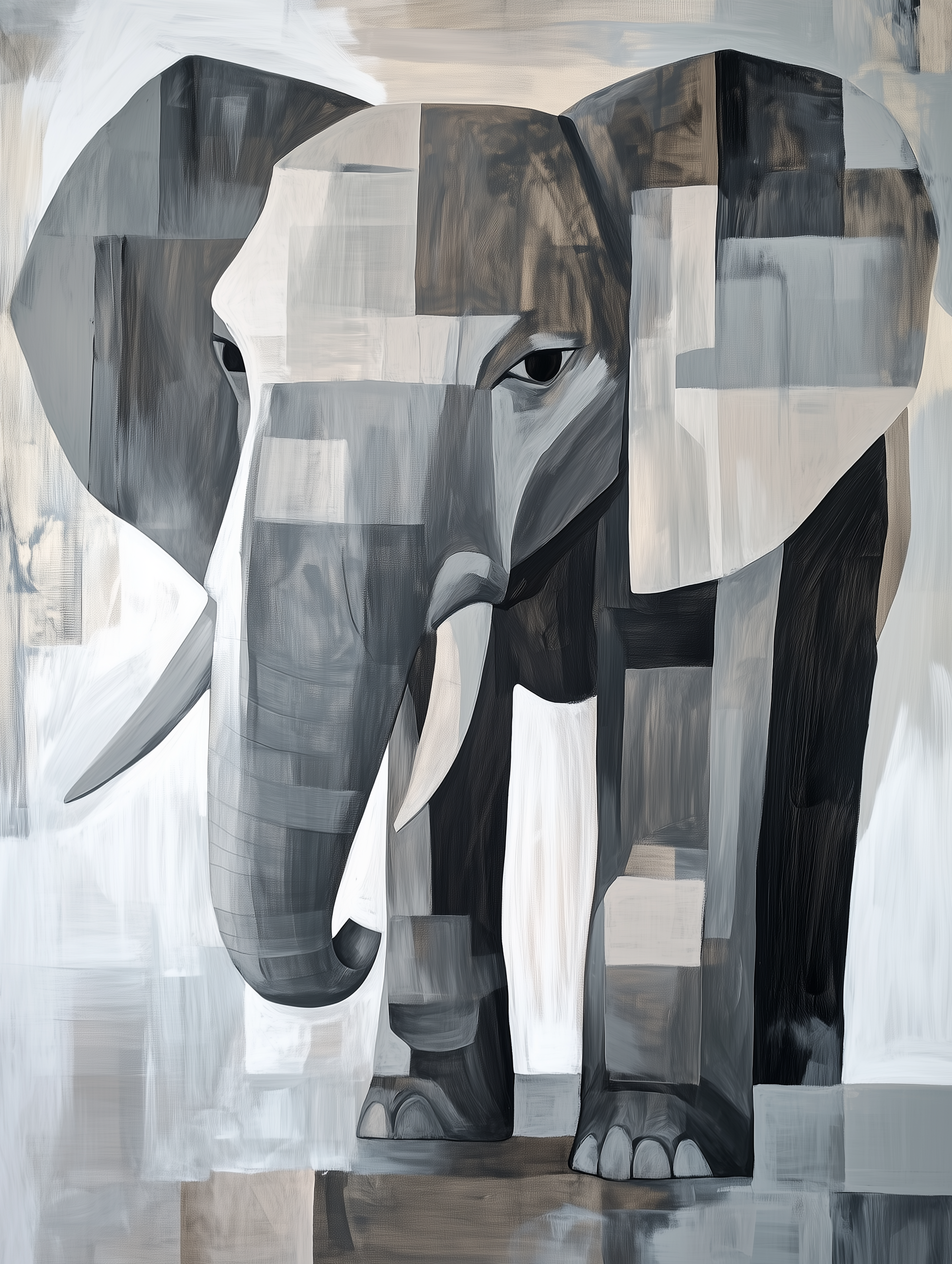 Grayscale Grandeur - Elephant Framed Wall Art for Living Room, Bedroom or Office