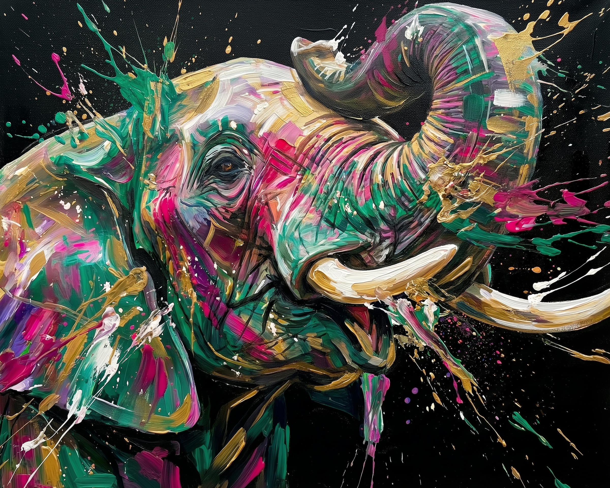 Color Cascade - Elephant Framed Wall Art for Living Room, Bedroom or Office