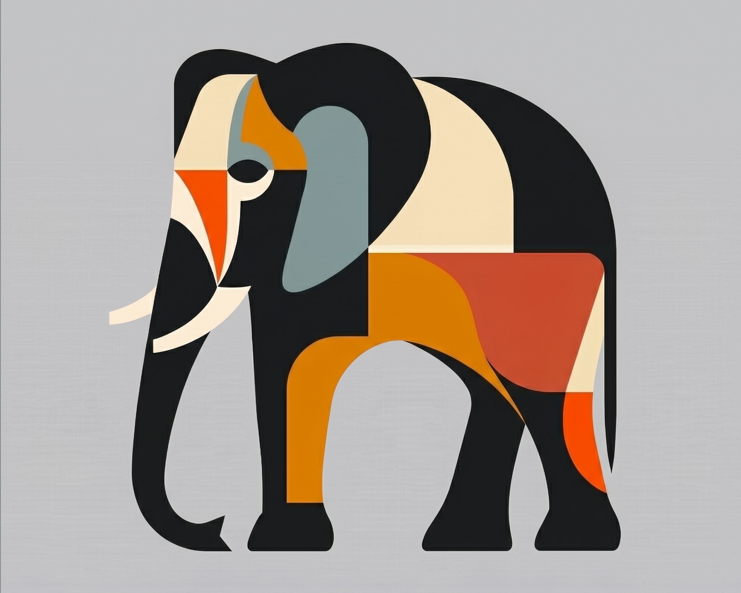 Cubist Majesty - Elephant Framed Wall Art for Living Room, Bedroom or Office