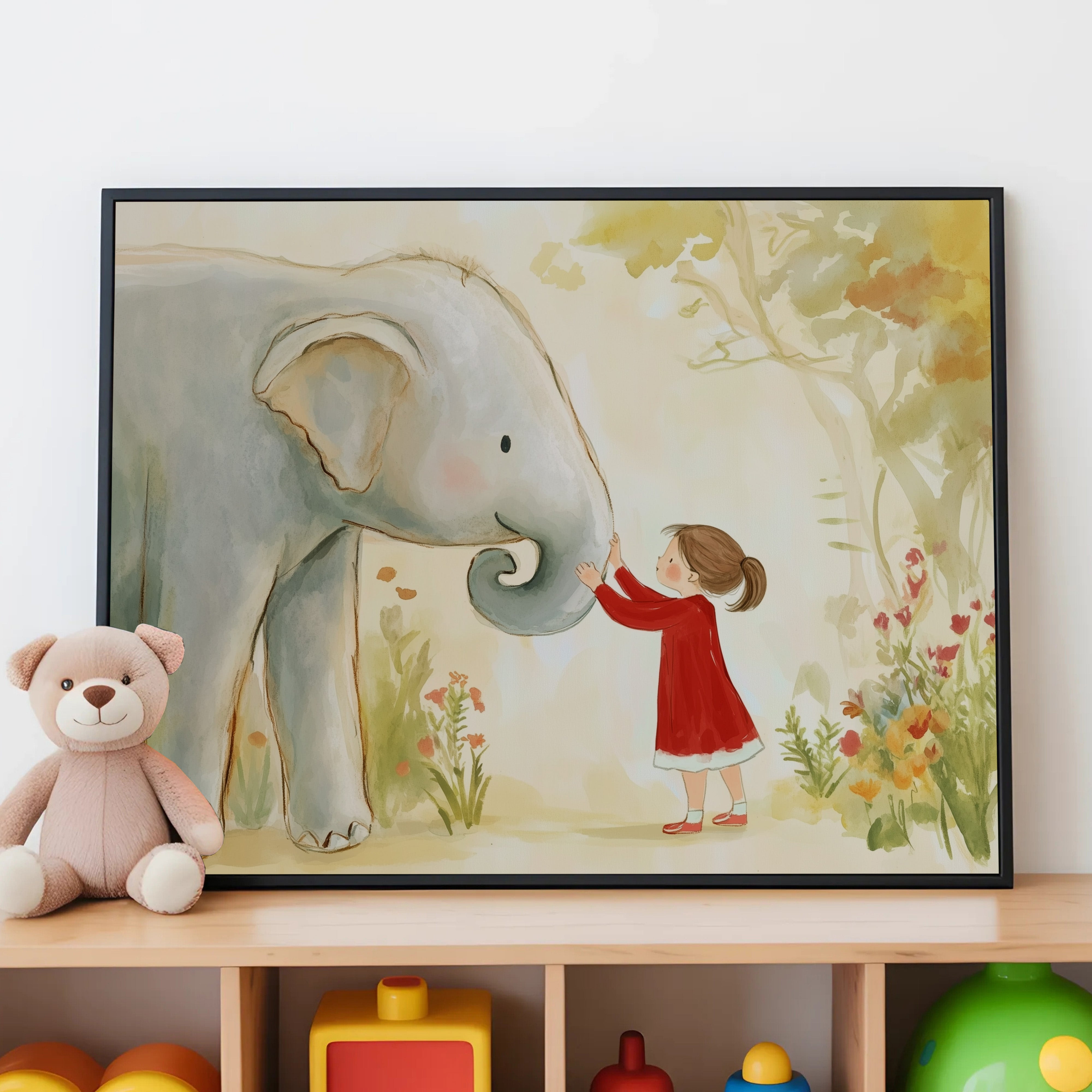 Affectionate Elephant Wall Art for Nursery, Playroom or Kids Bedrooms - Sweet Friendship Decor - Sweet Ellie