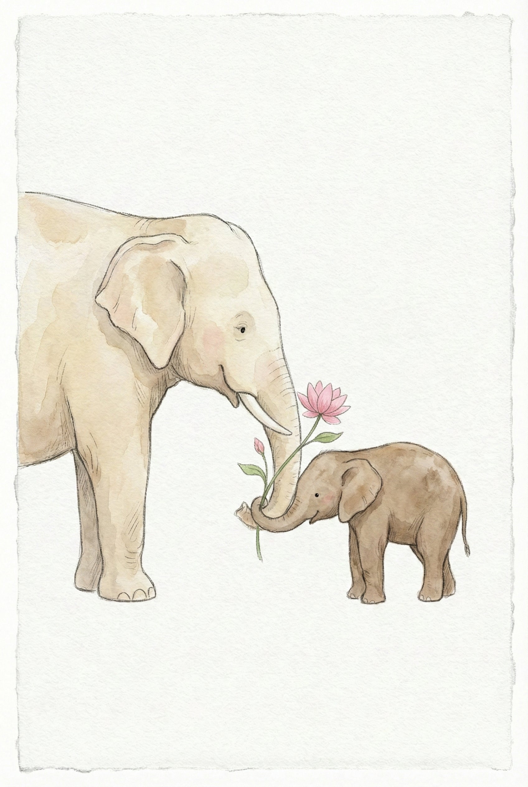 Elephant Wall Art For Kids Room - Gentle Elephant Bond