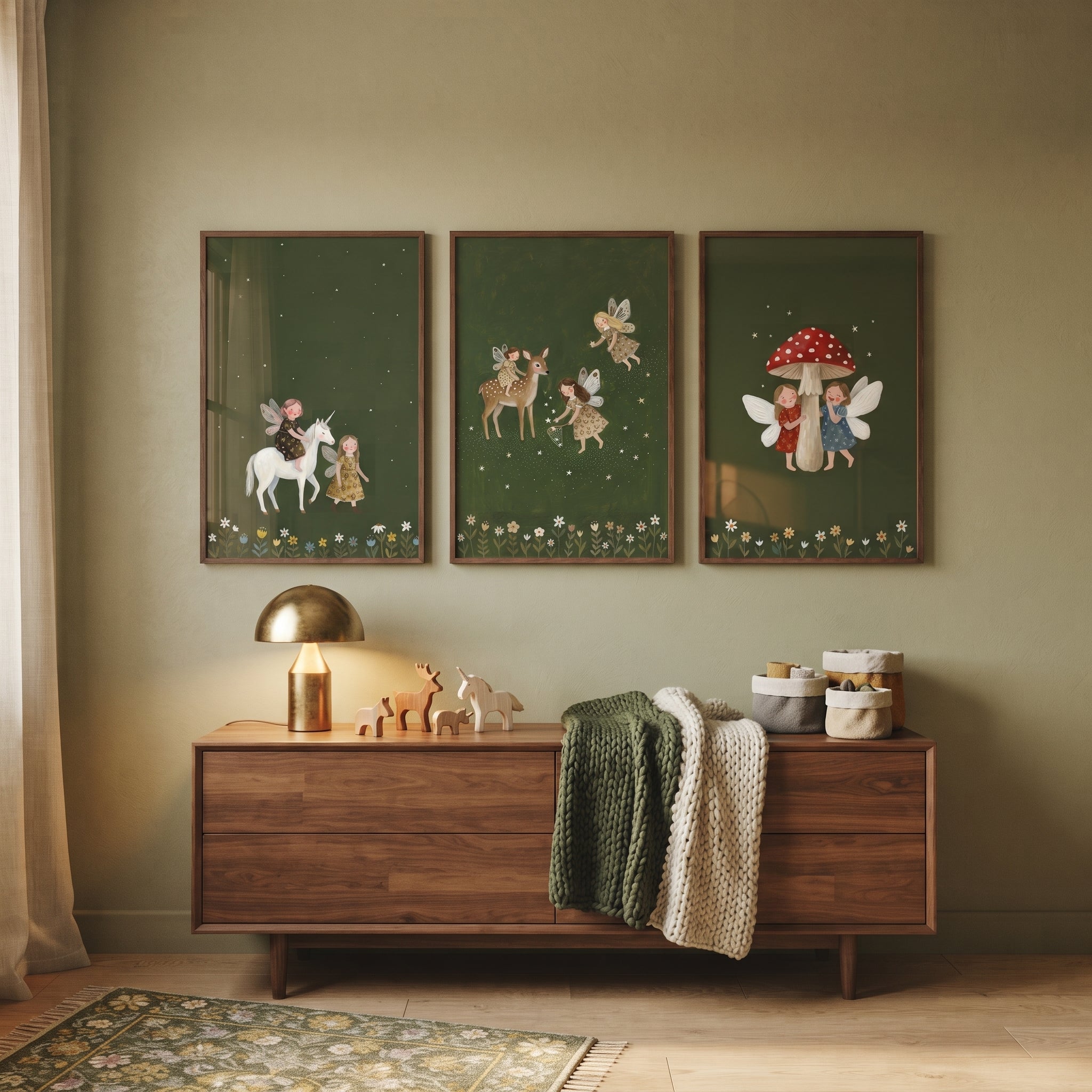 Enchanted Starry Night Fairies Wall Art Set of 3 - Enchanted Woodland Tales