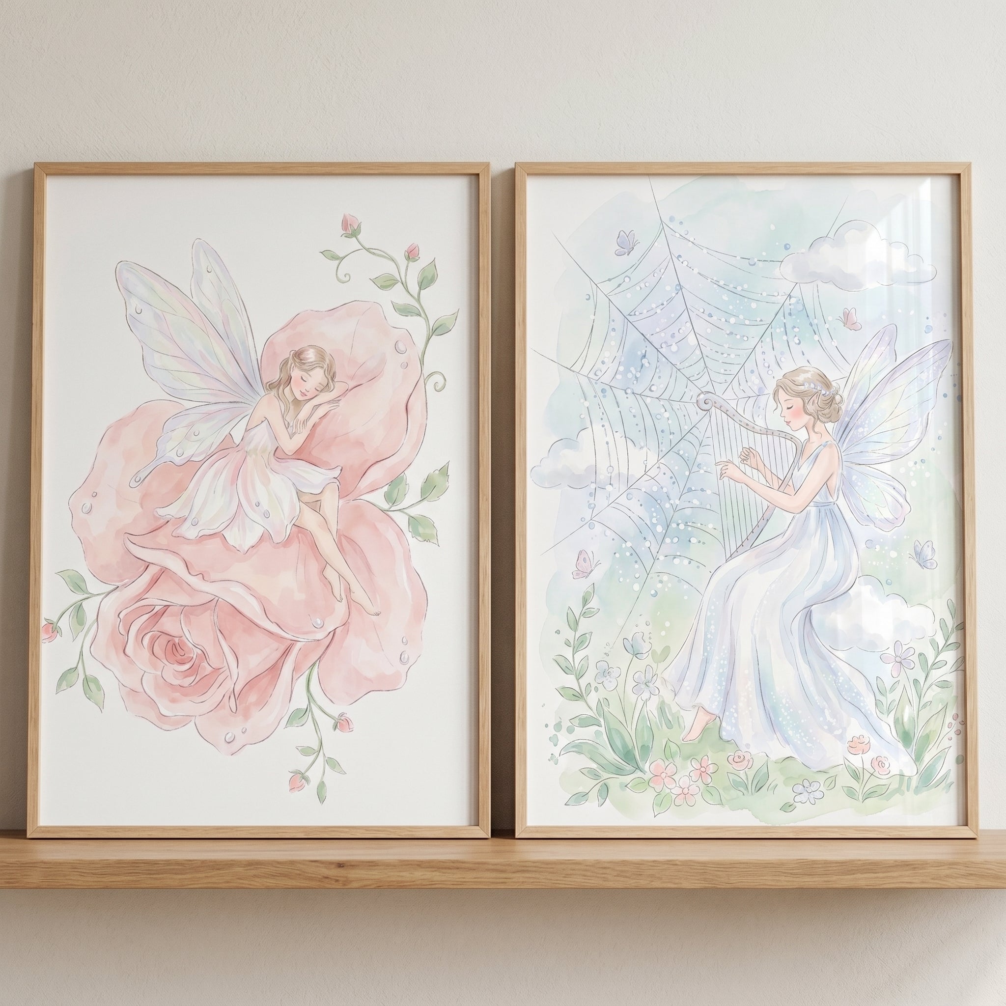 Enchanted Winged Fairy Wall Art Set Of 2 - Whimsical Garden Sprites