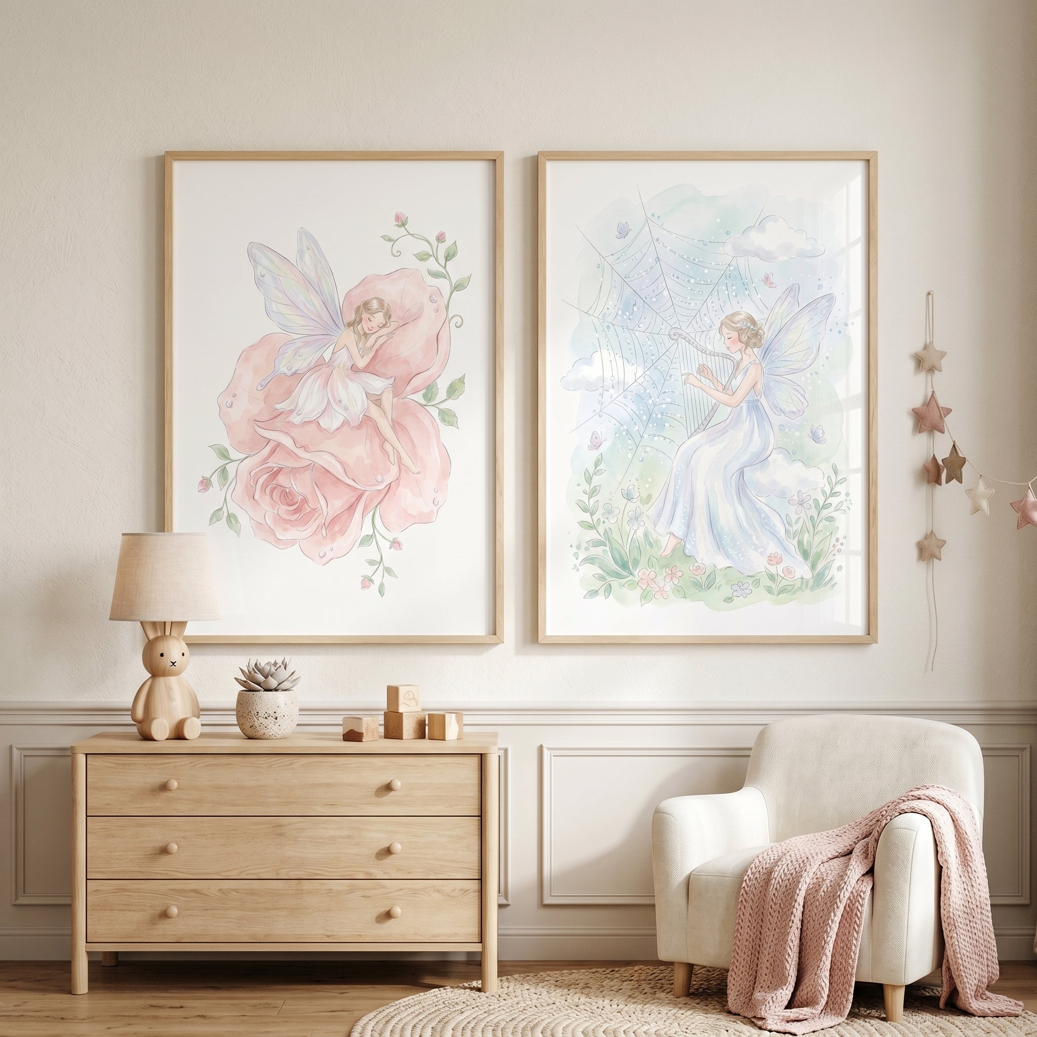 Enchanted Winged Fairy Wall Art Set Of 2 - Whimsical Garden Sprites