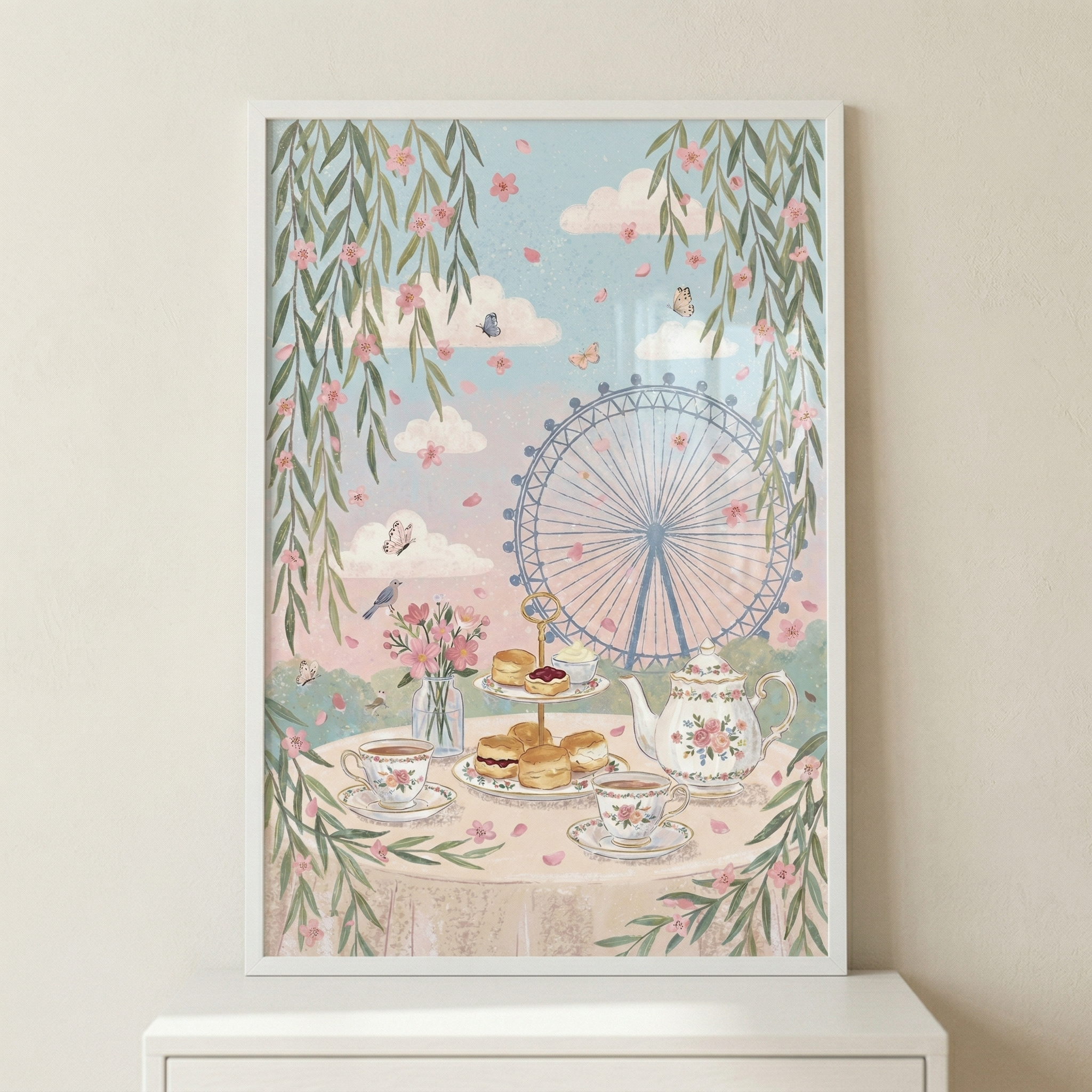 English Afternoon Tea Wall Art - Pastel Garden Tea