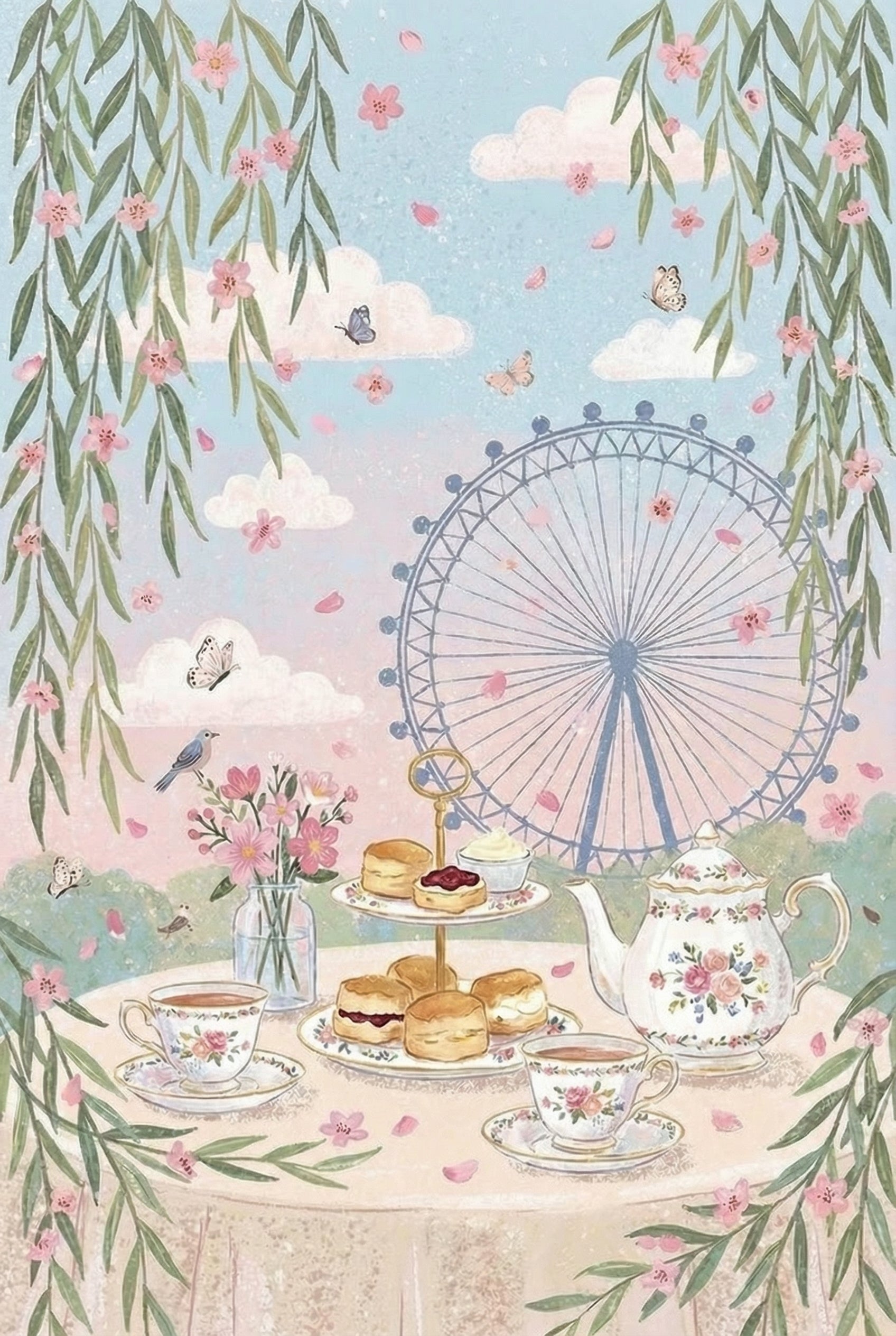 English Afternoon Tea Wall Art - Pastel Garden Tea