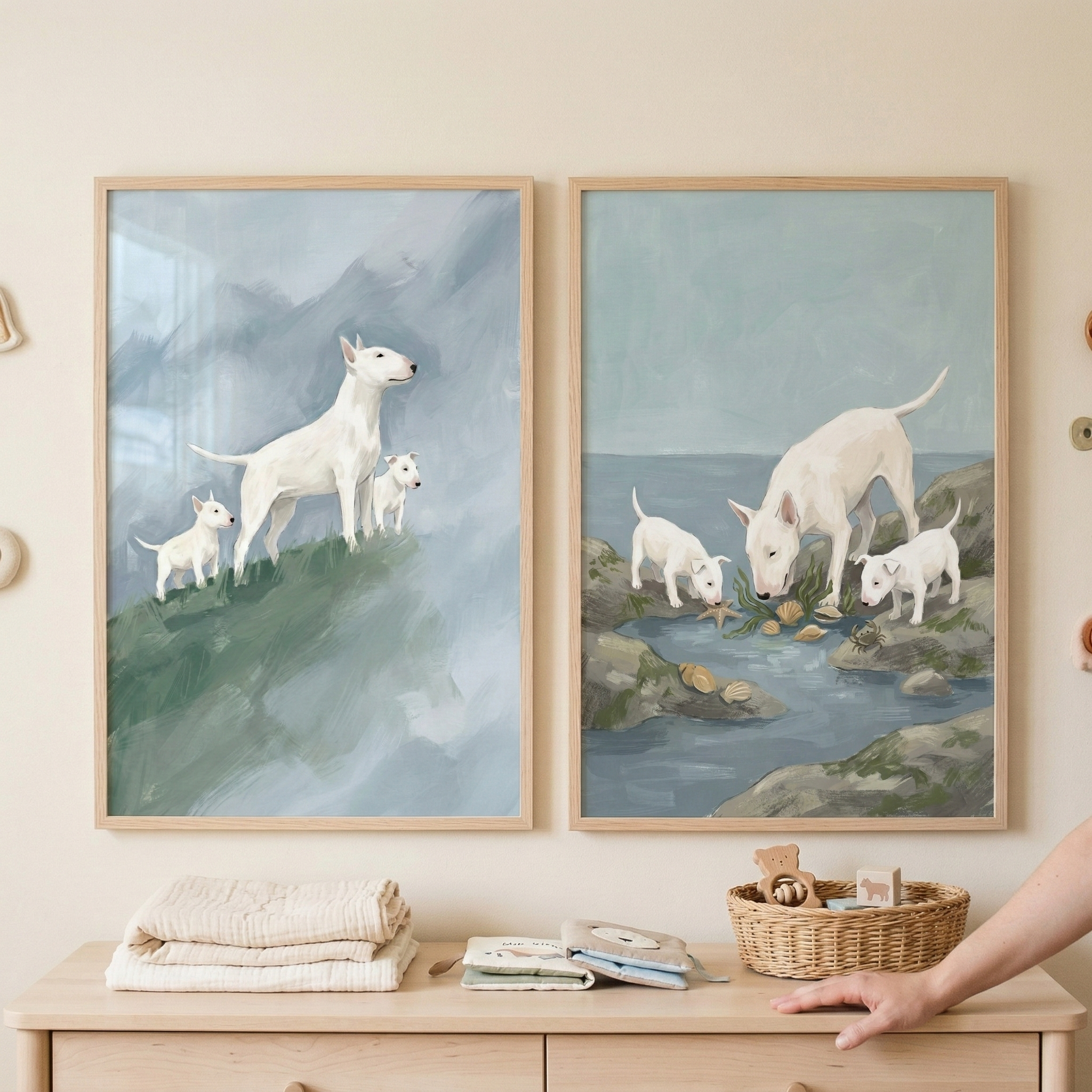 English Bull Terrier Adventure Wall Art Set of 2 - Highland And Shore