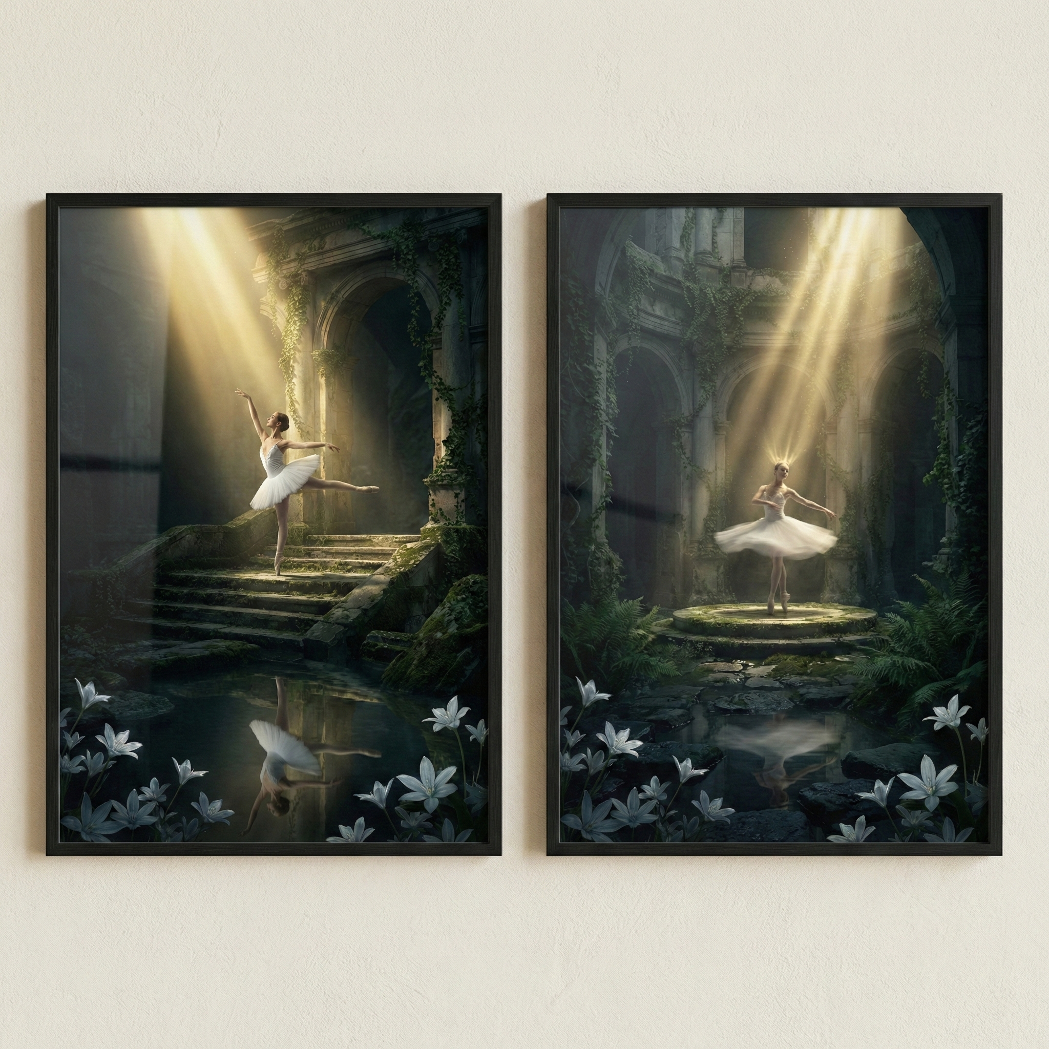 Ethereal Ballerina Artwork Set of 2 - Grace In Ruins