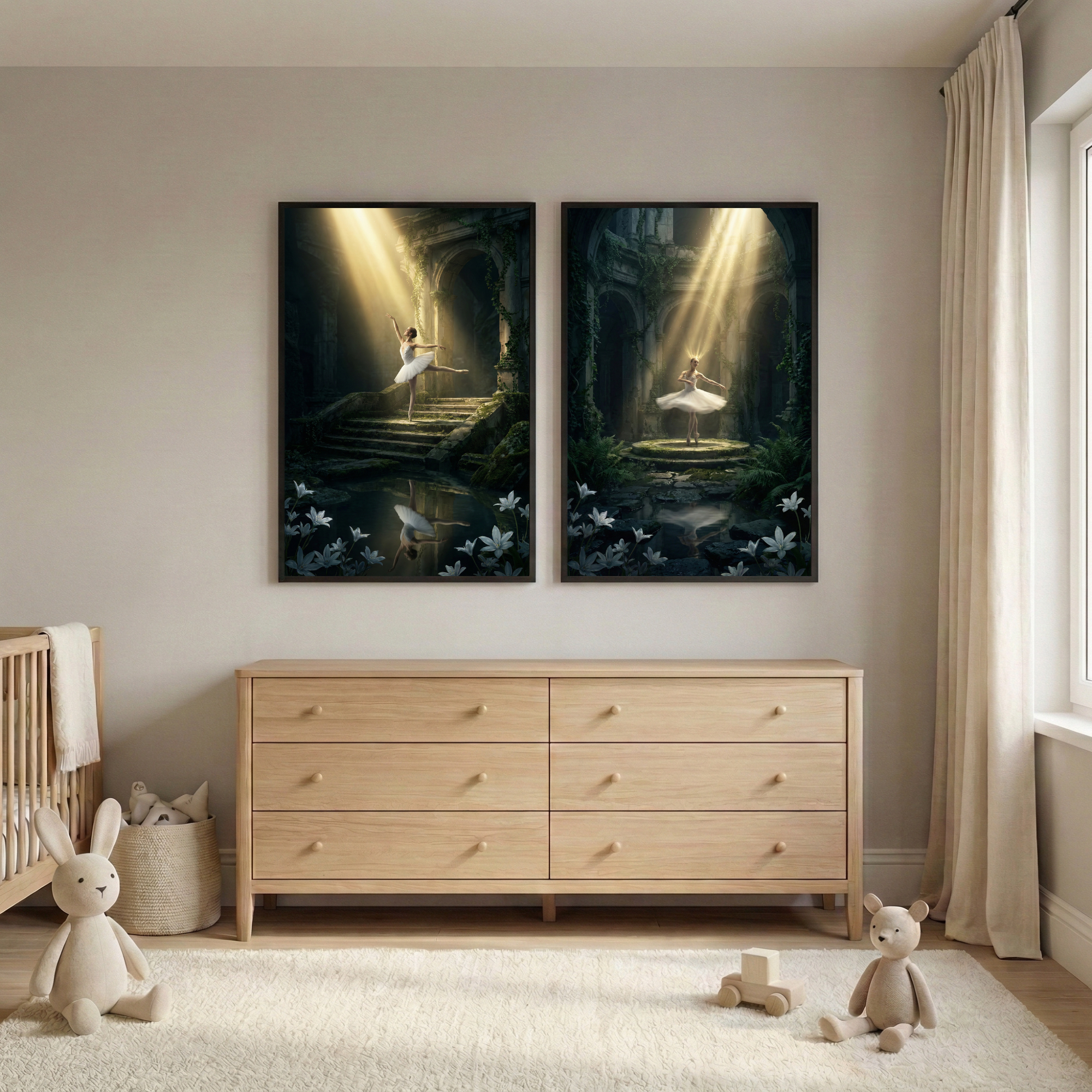 Ethereal Ballerina Artwork Set of 2 - Grace In Ruins