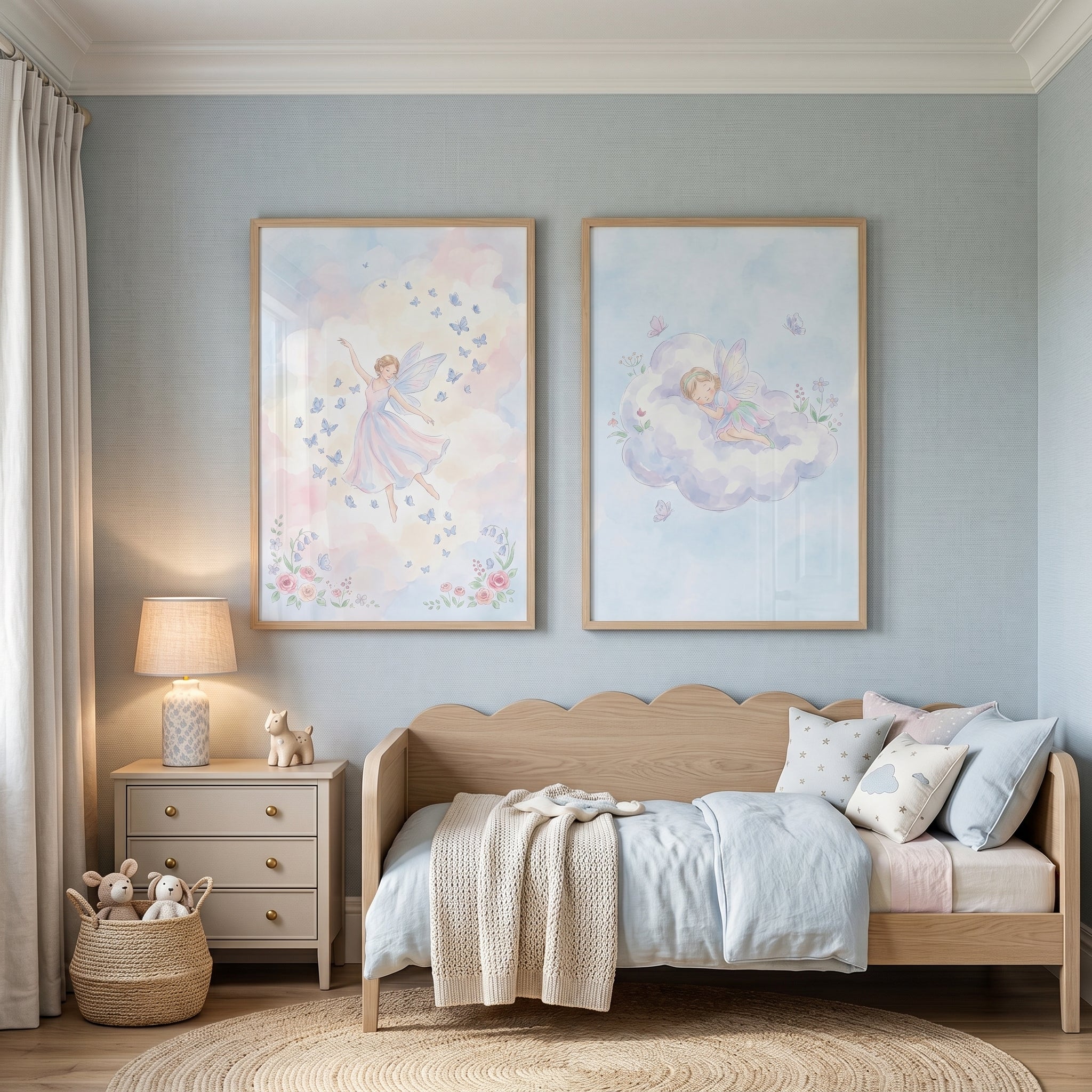 Ethereal Cloud Fairy Wall Art Set Of 2 - Dreamy Cloud Fairies