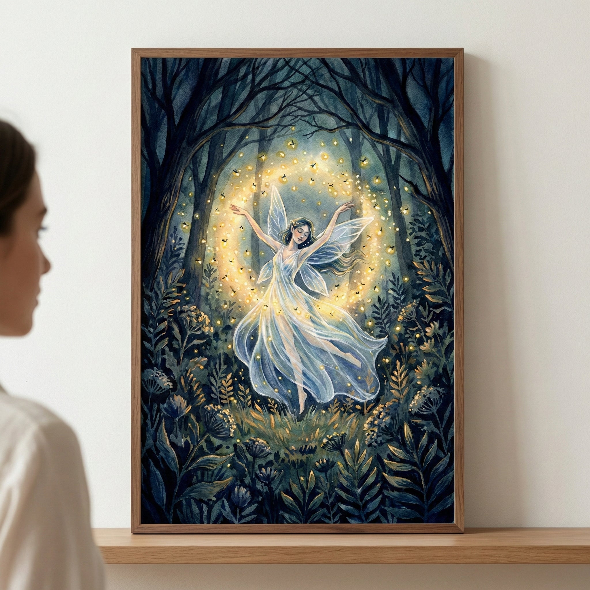 Fairy Light Dance - Fairy Framed Wall Art for Nursery, Playroom or Kids Bedrooms