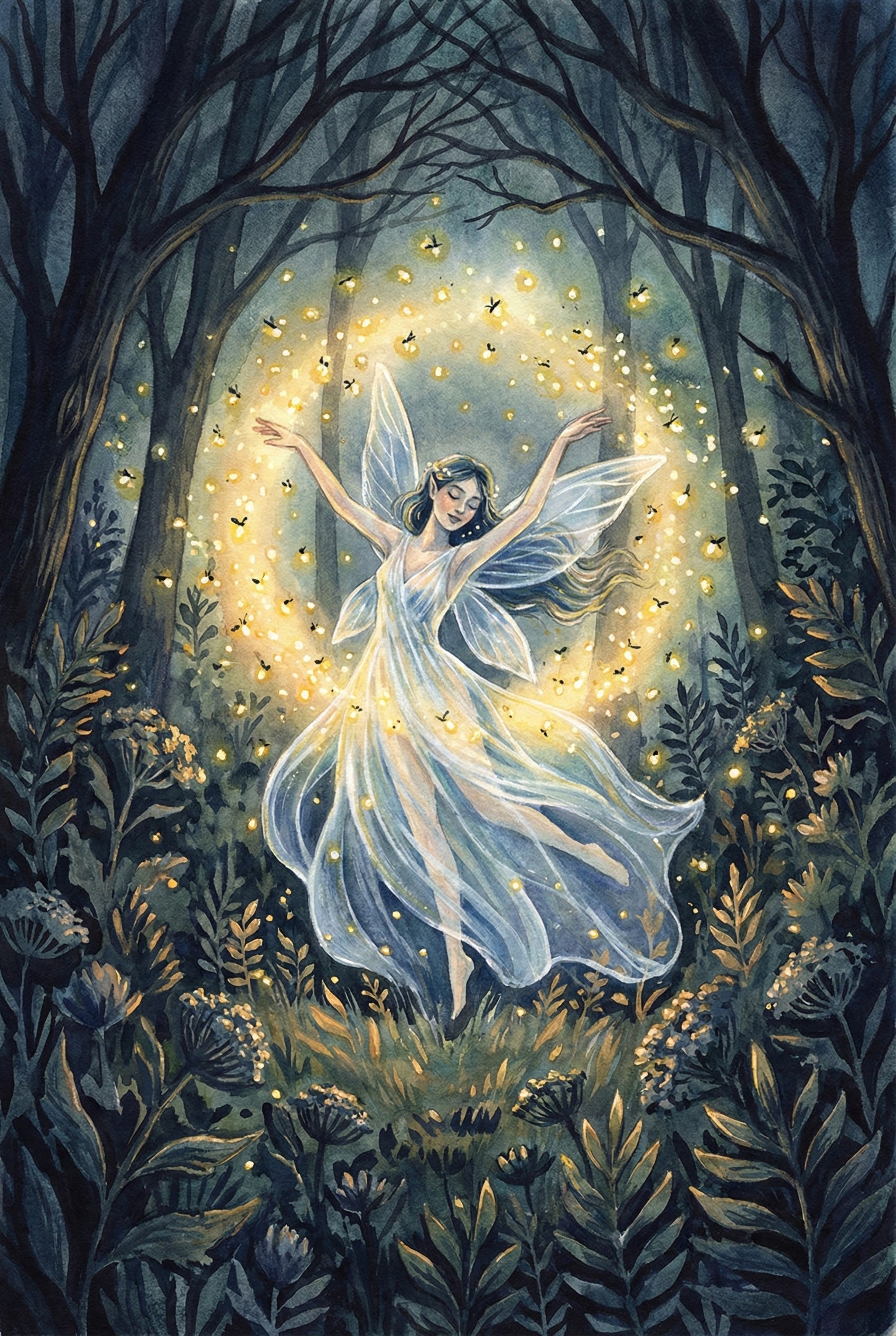 Fairy Light Dance - Fairy Framed Wall Art for Nursery, Playroom or Kids Bedrooms