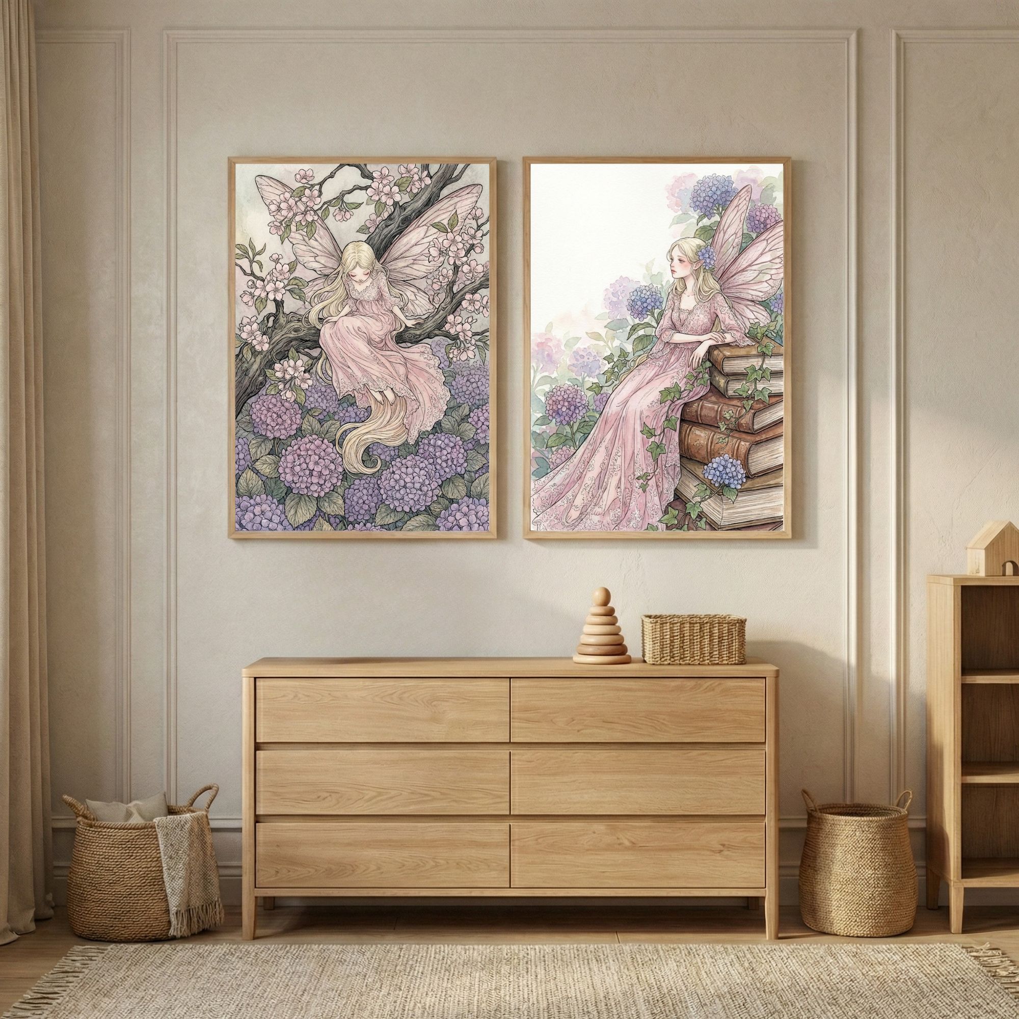 Ethereal Fairy Wall Art Set of 2 - Ethereal Garden Fairies