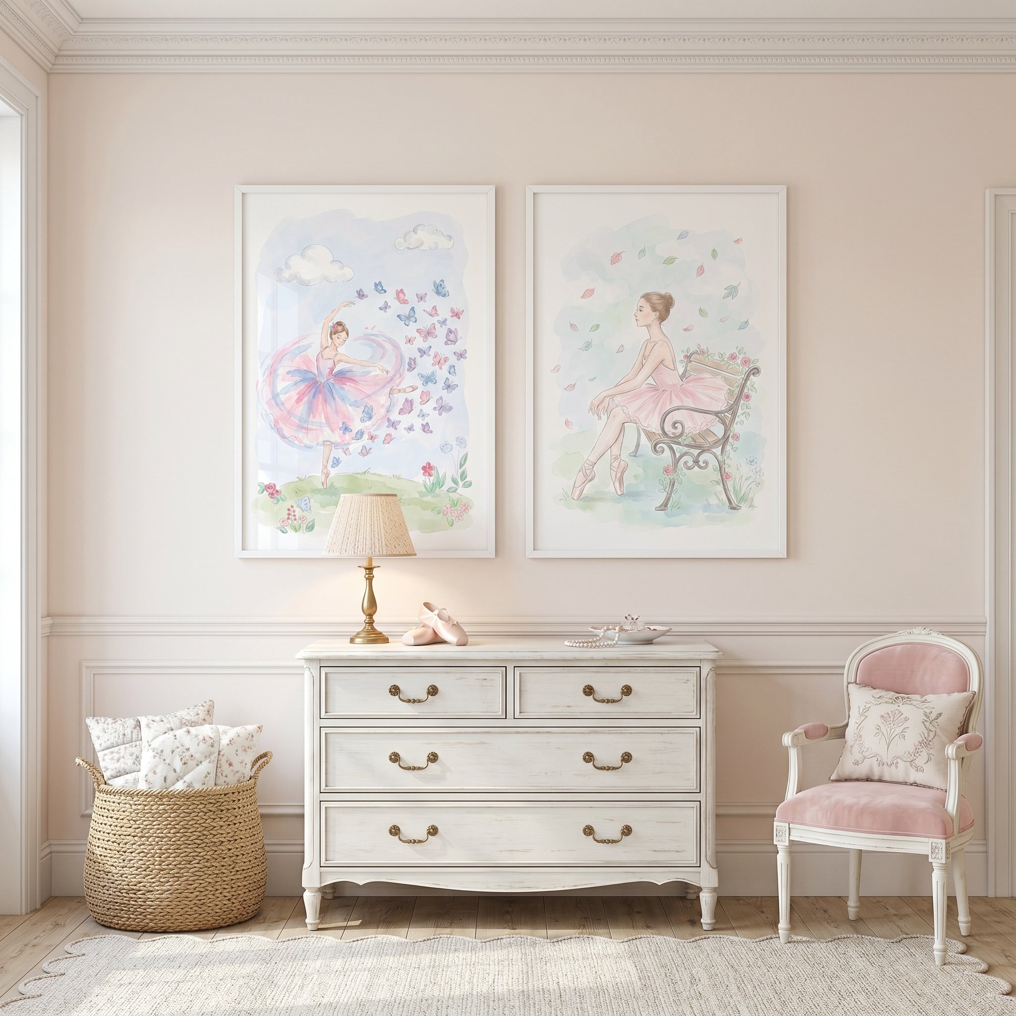 Ethereal Garden Ballerina Wall Art Set Of 2 - Whimsical Garden Dance