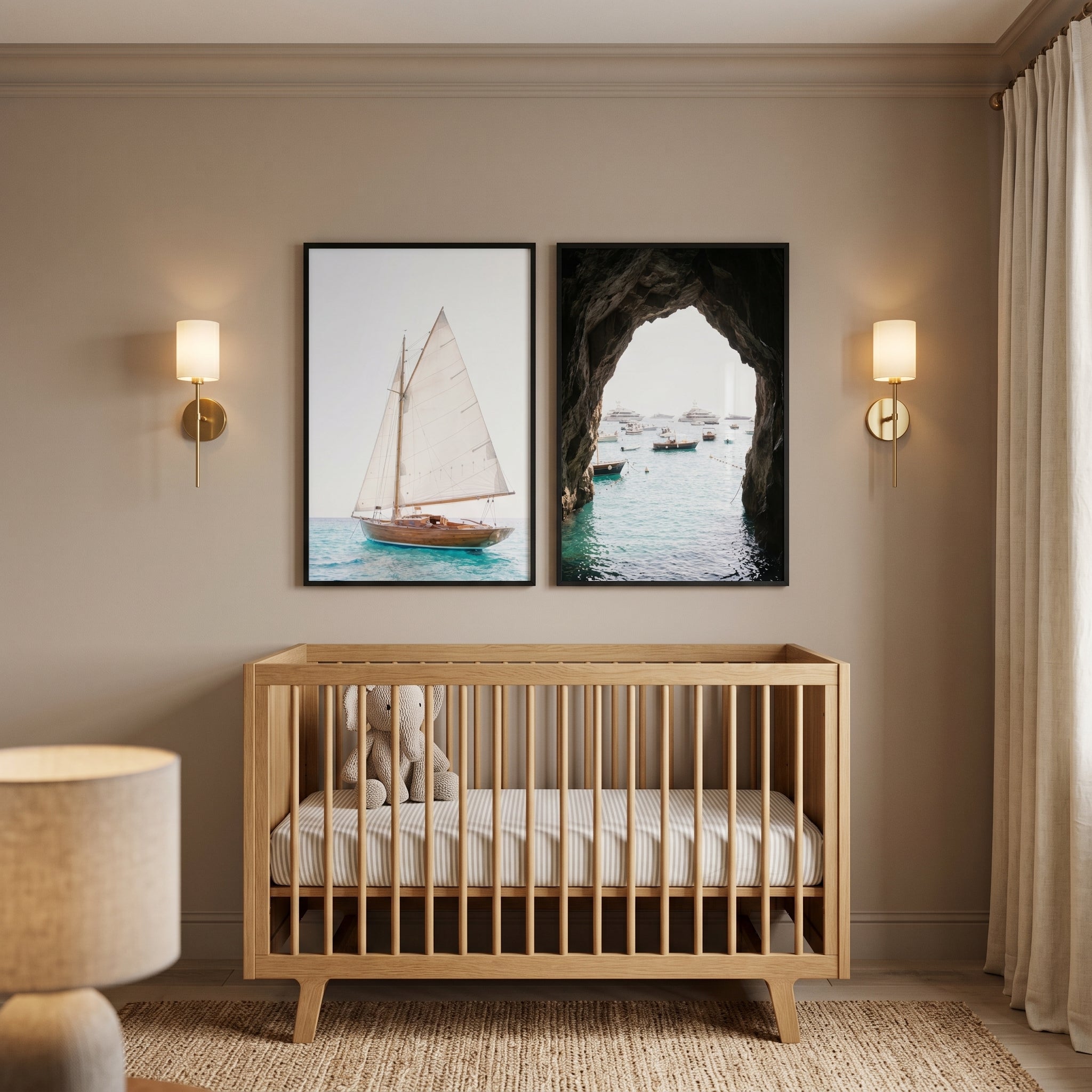 European Summer Mediterranean Boat Wall Art Set of 2 - Nautical Summer Dreams