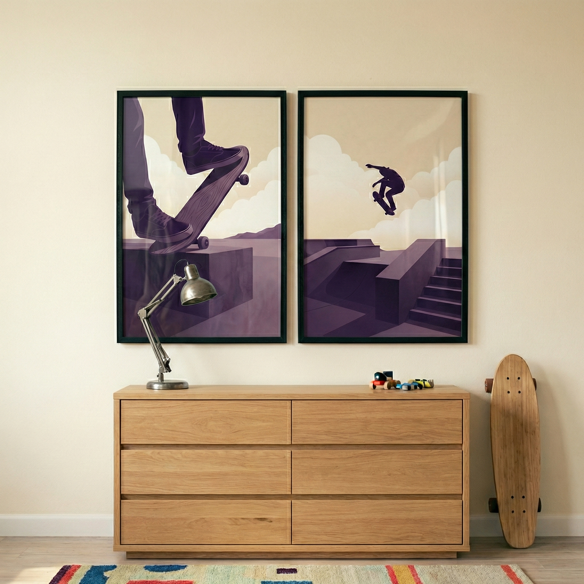 Extreme Skateboarding Wall Art Set of 2 - Skate Park Dreams