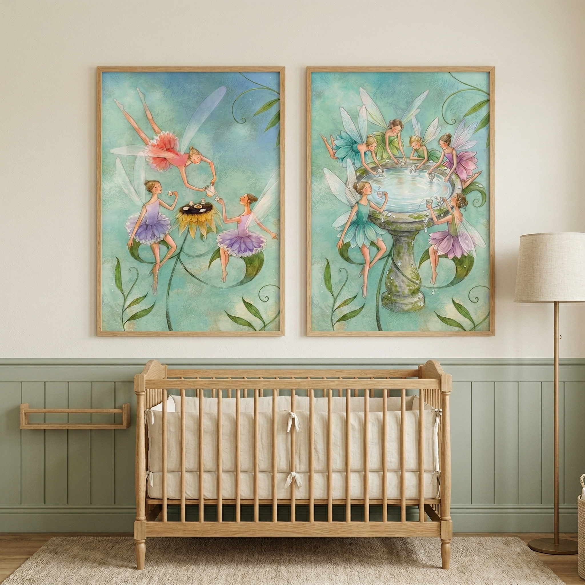 Fairies Wall Art Set of 2 - Enchanted Garden Gathering