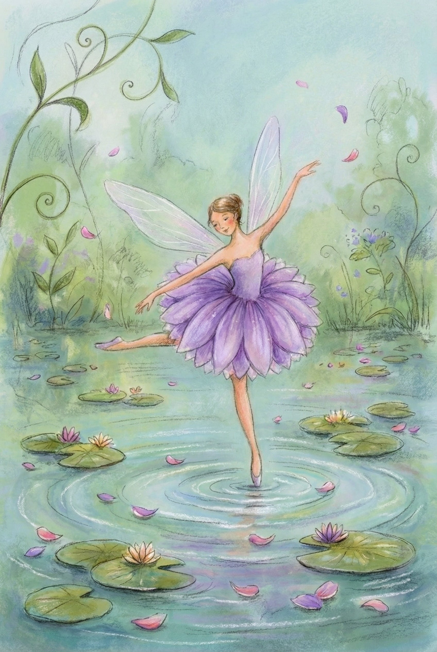 Ballerina Fairy Dancing Wall Art - Lily Pad Waltz