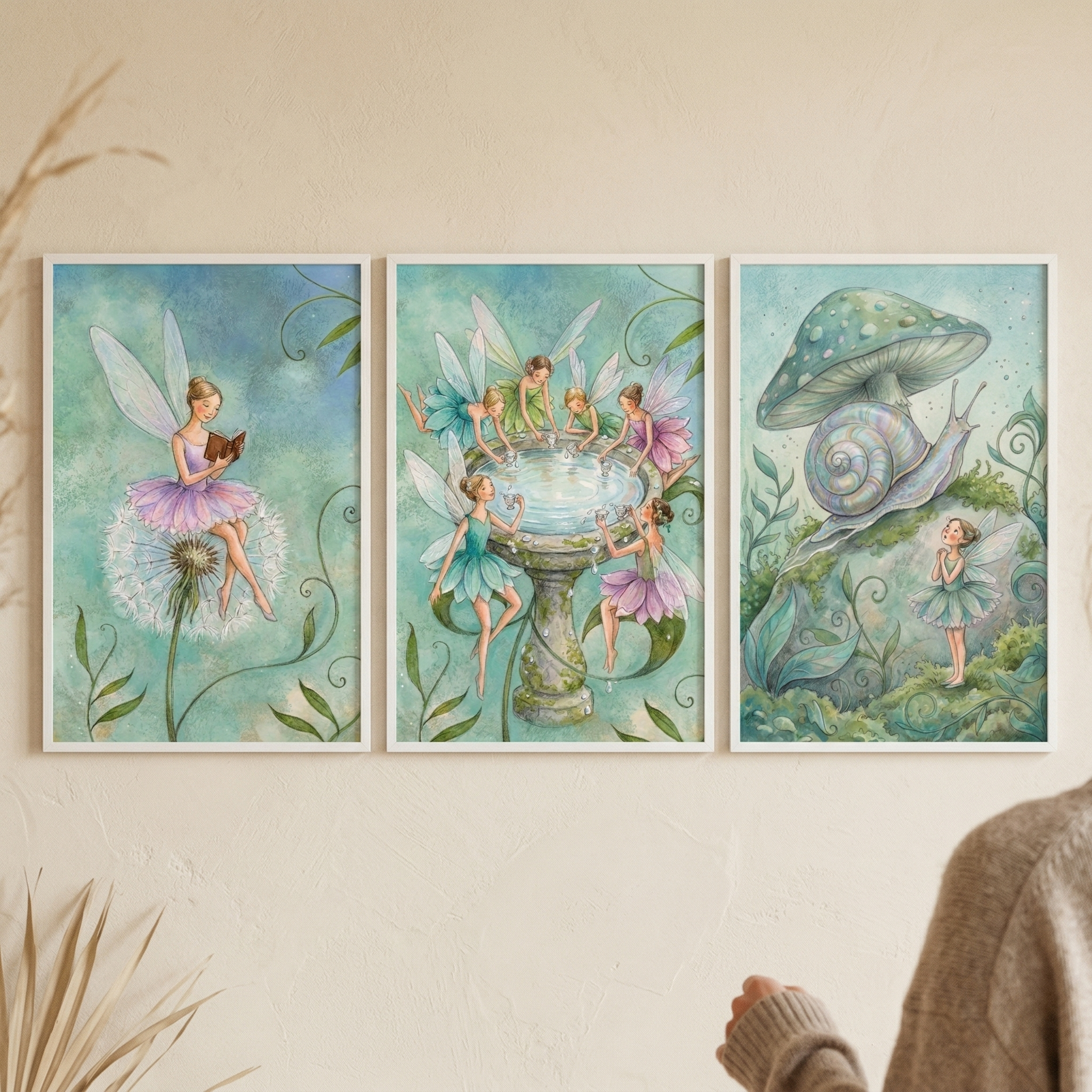 Fantasy Sprites Forest Fairies Wall Art Set of 3 - Whimsical Fairy Garden