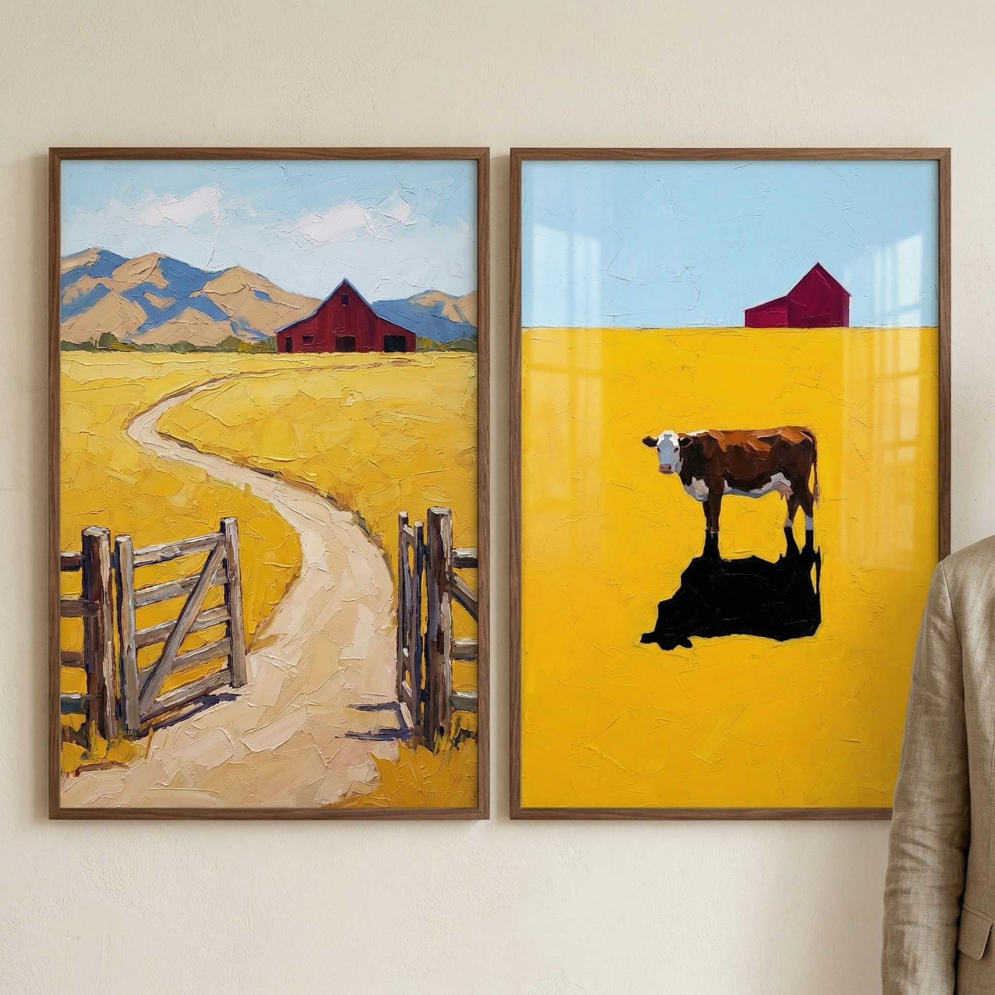 Farm Artwork Set of 2 - Golden Meadow Path