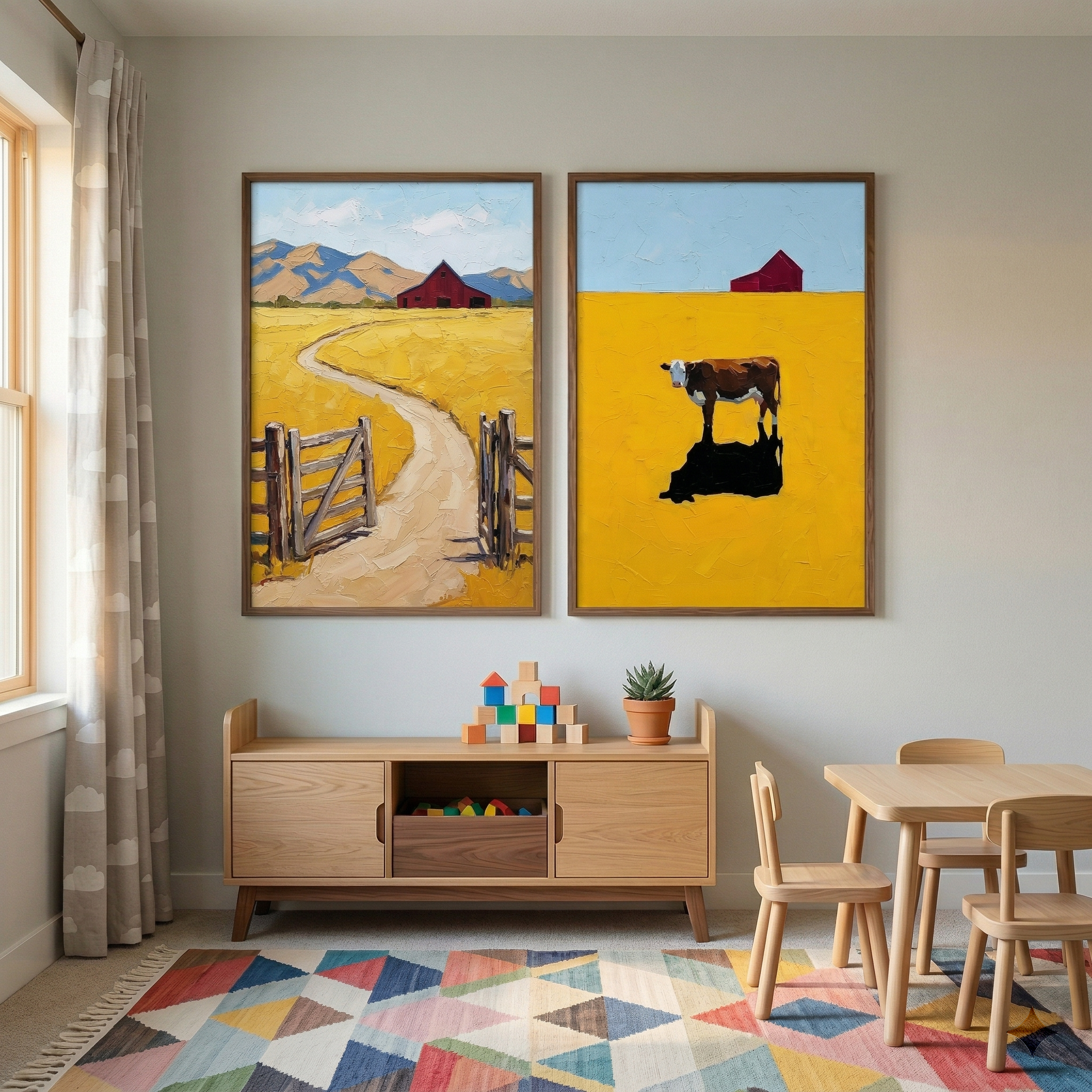 Farm Artwork Set of 2 - Golden Meadow Path