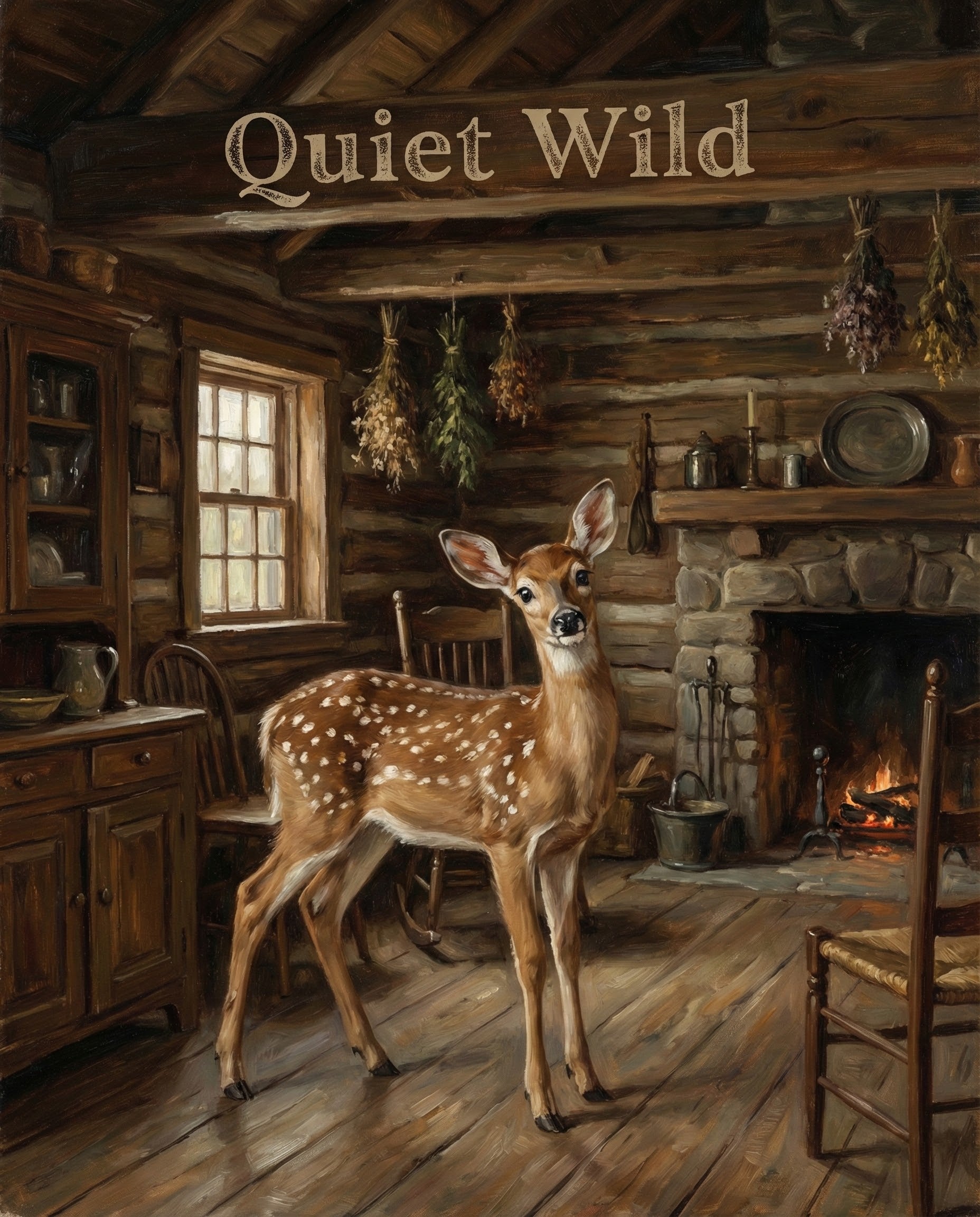 Cabin Reverie - Fawn Framed Wall Art for Living Room, Bedroom or Office