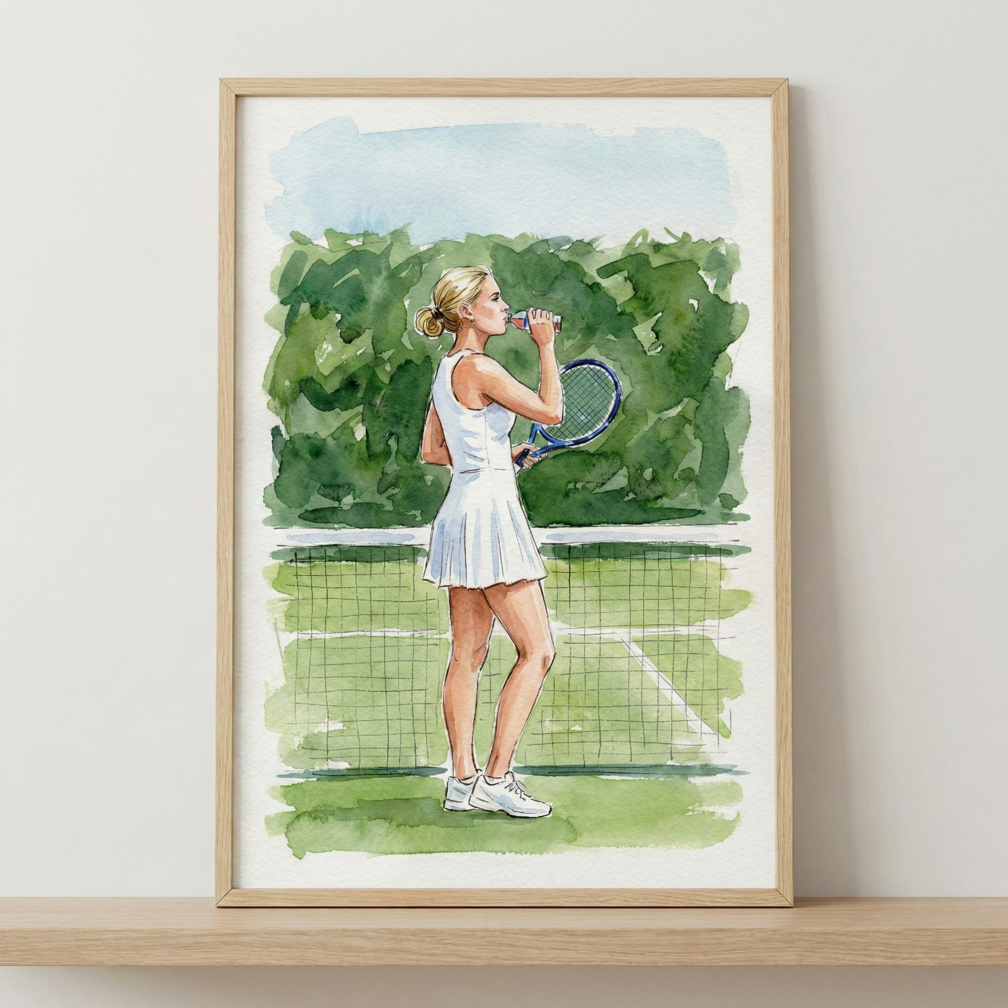 Female Tennis Player Artwork - Tennis Court Rest