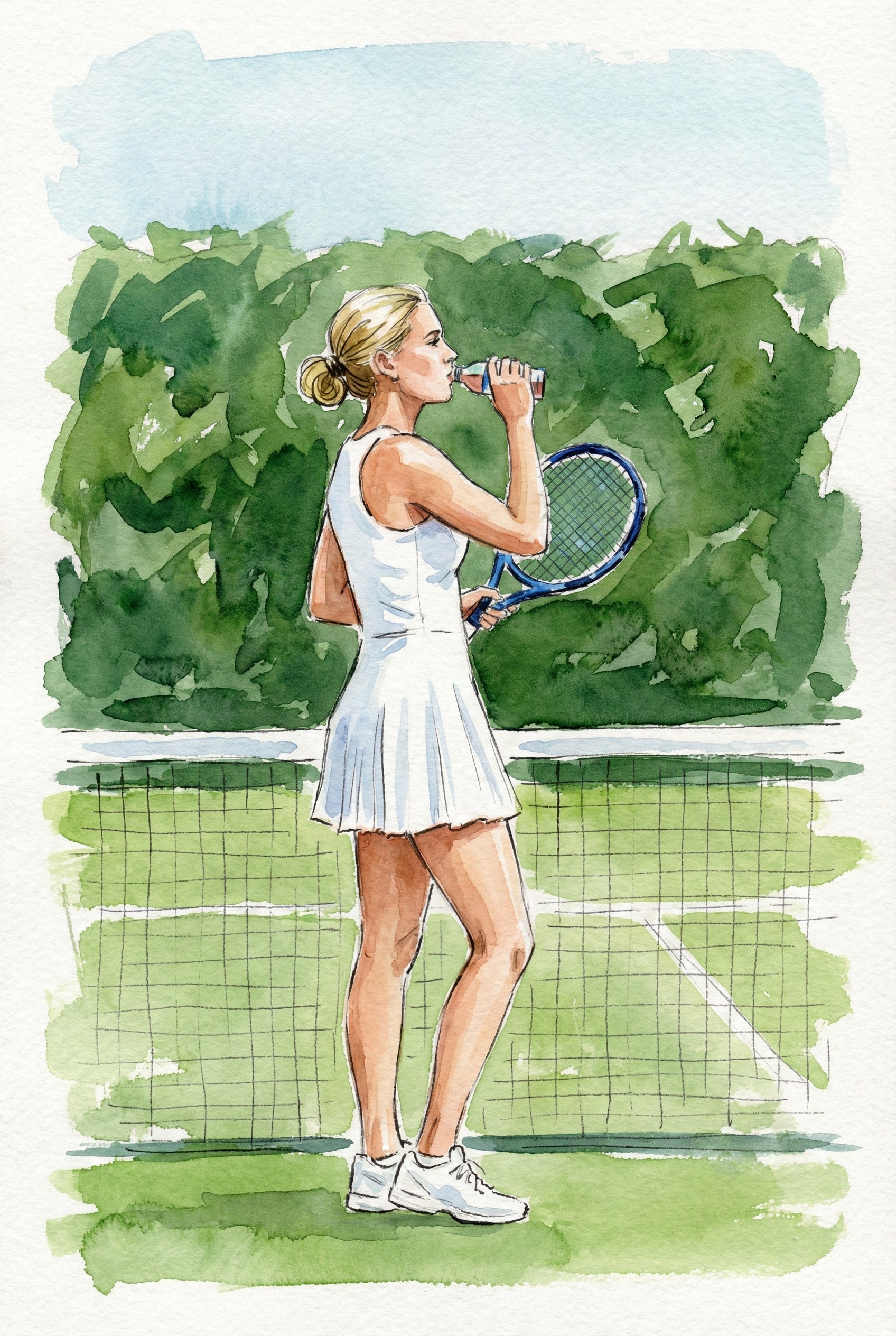 Female Tennis Player Artwork - Tennis Court Rest