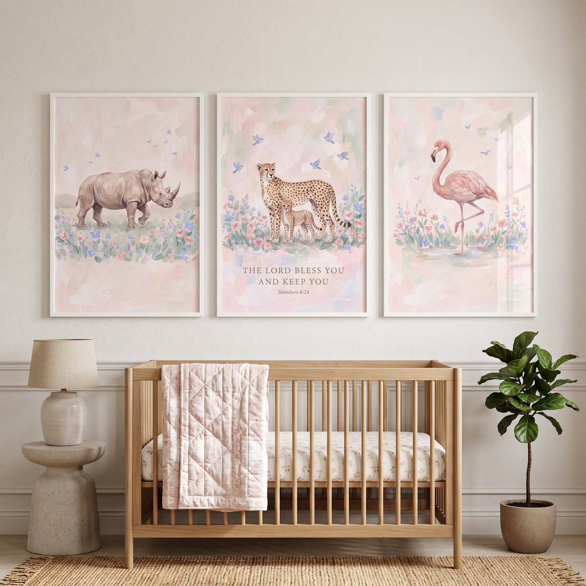 Field Bluebird Savanna Animals Wall Art Set Of 3 - Safari Blessings