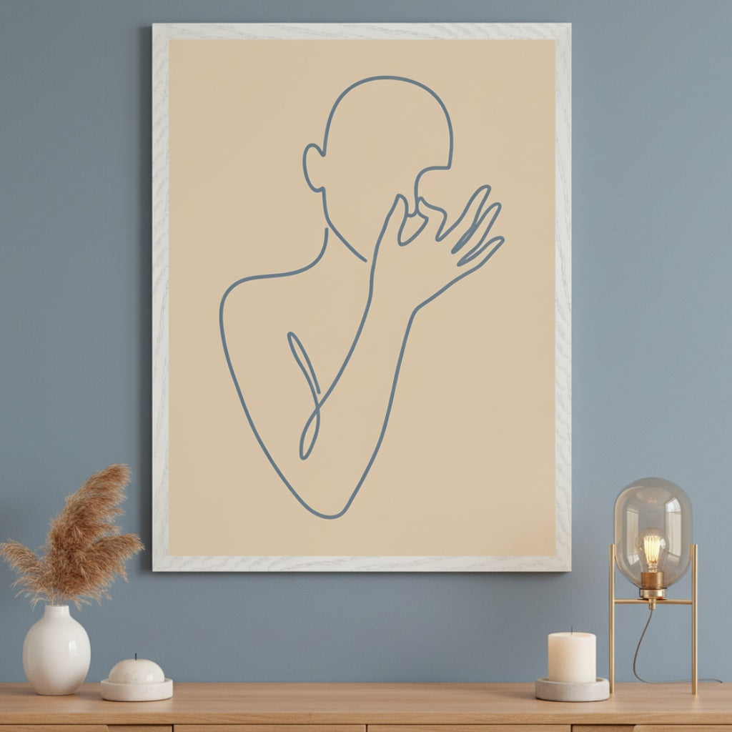 Gentle Outline - Figure Framed Wall Art for Living Room, Bedroom or Office