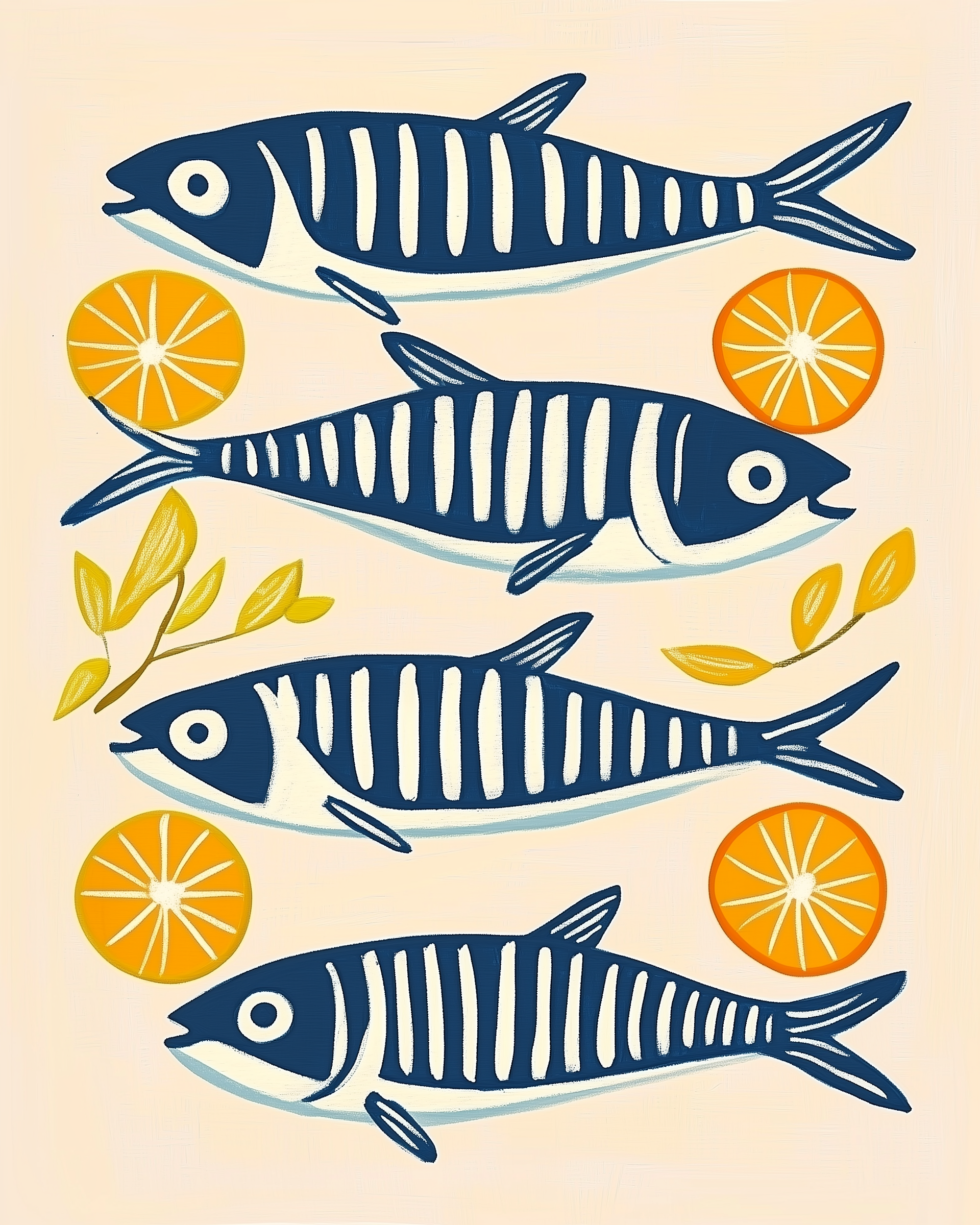 Indigo Shoal - Fish Wall Art for Living Room, Bedroom or Office