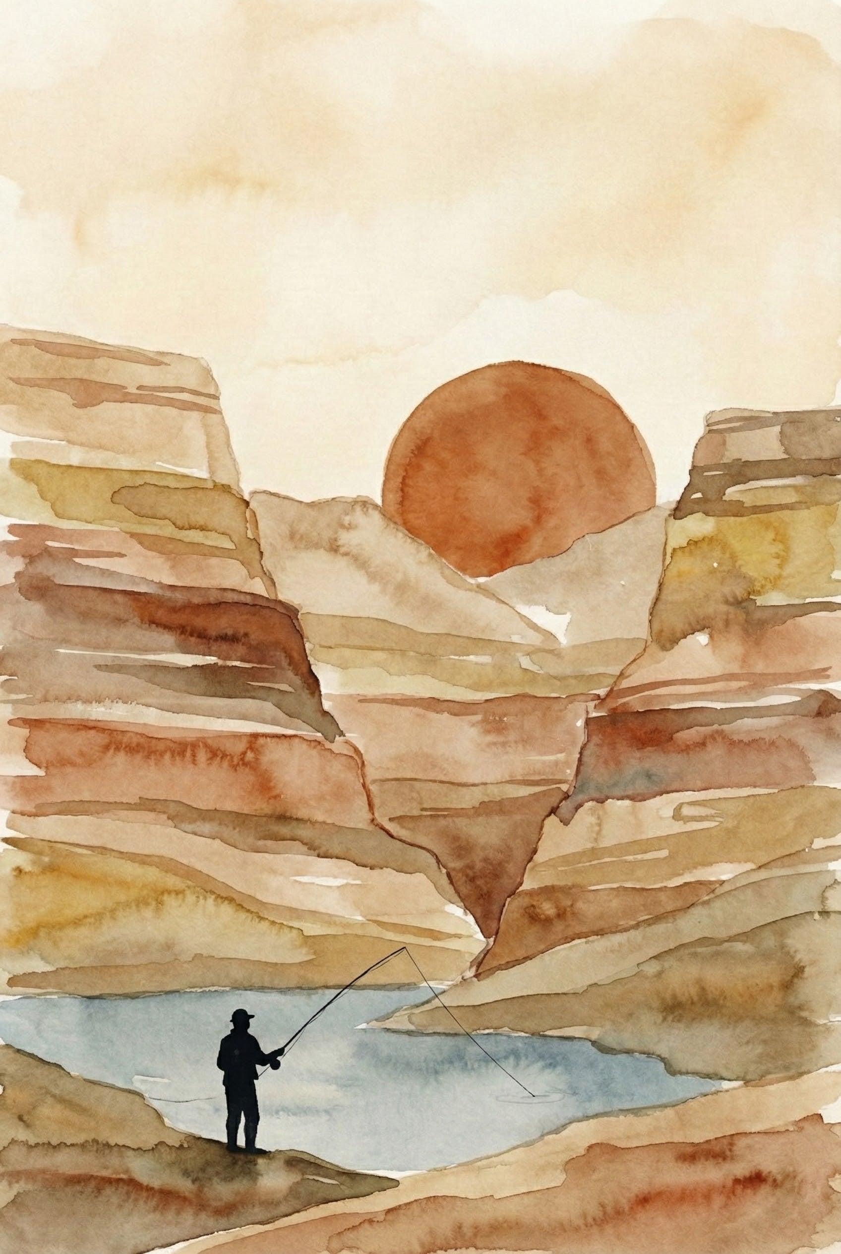 Canyon Serenity - Fishing Framed Wall Art for Living Room, Bedroom or Office