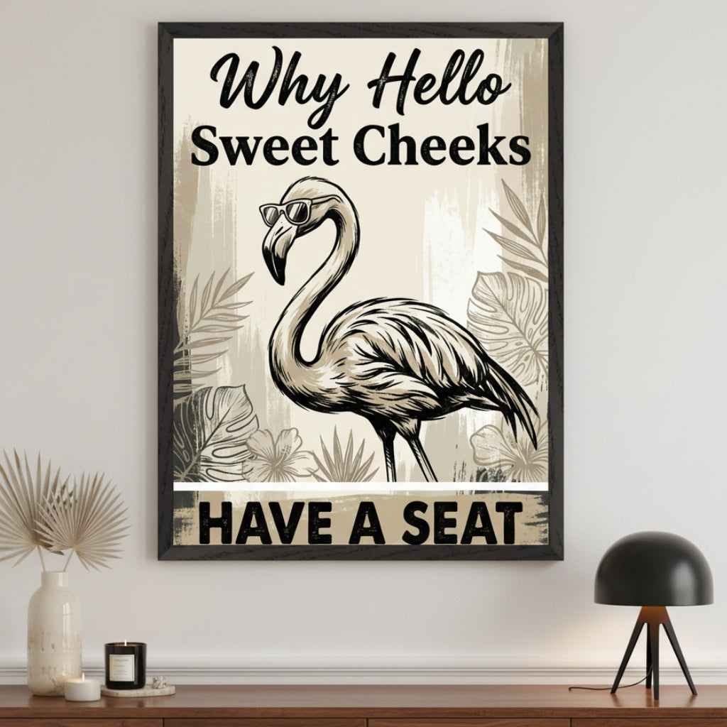 Palm Serenity - Flamingo Framed Wall Art for Living Room, Bedroom or Office