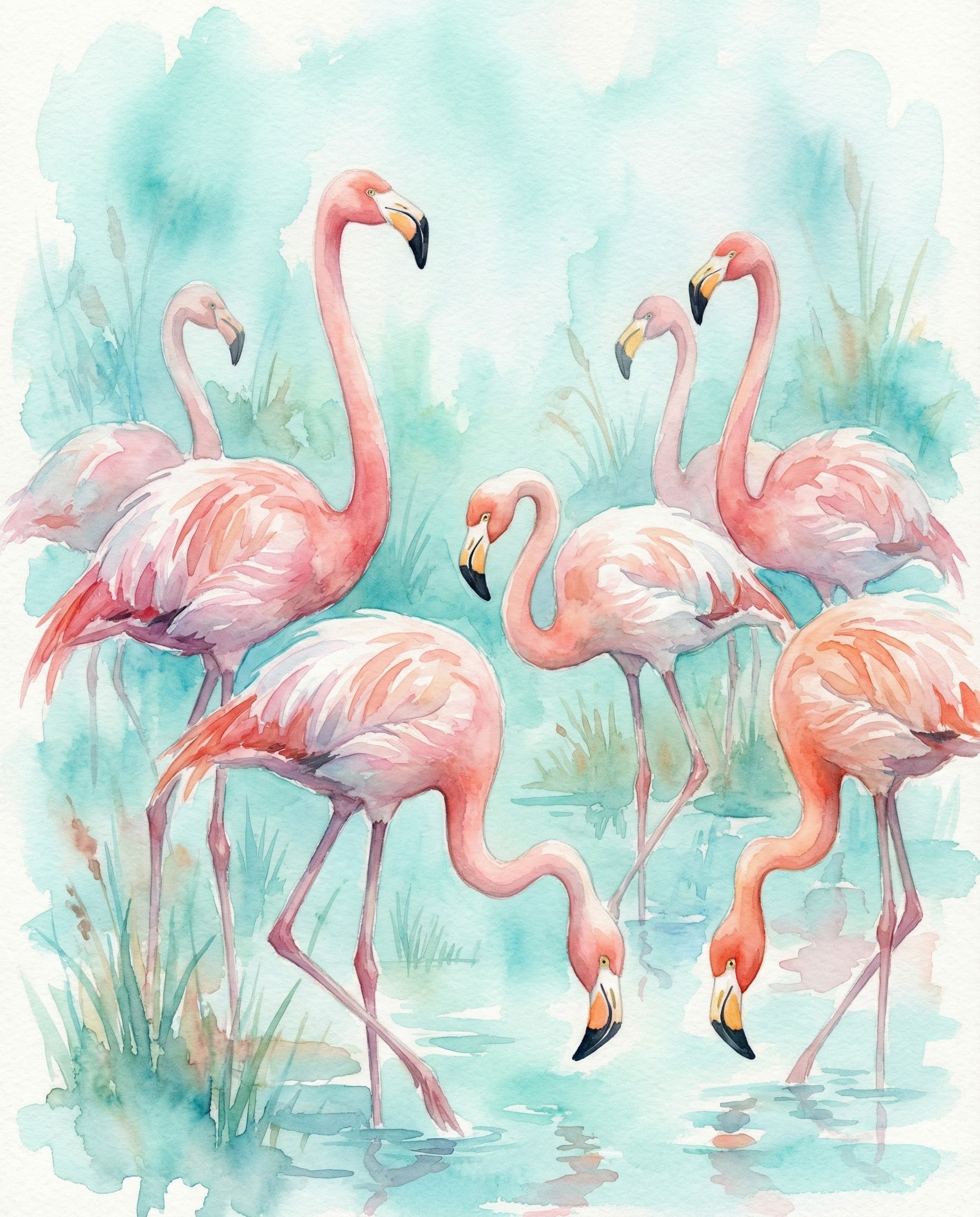 Flamingo Grace - Flamingos Framed Wall Art for Living Room, Bedroom or Office