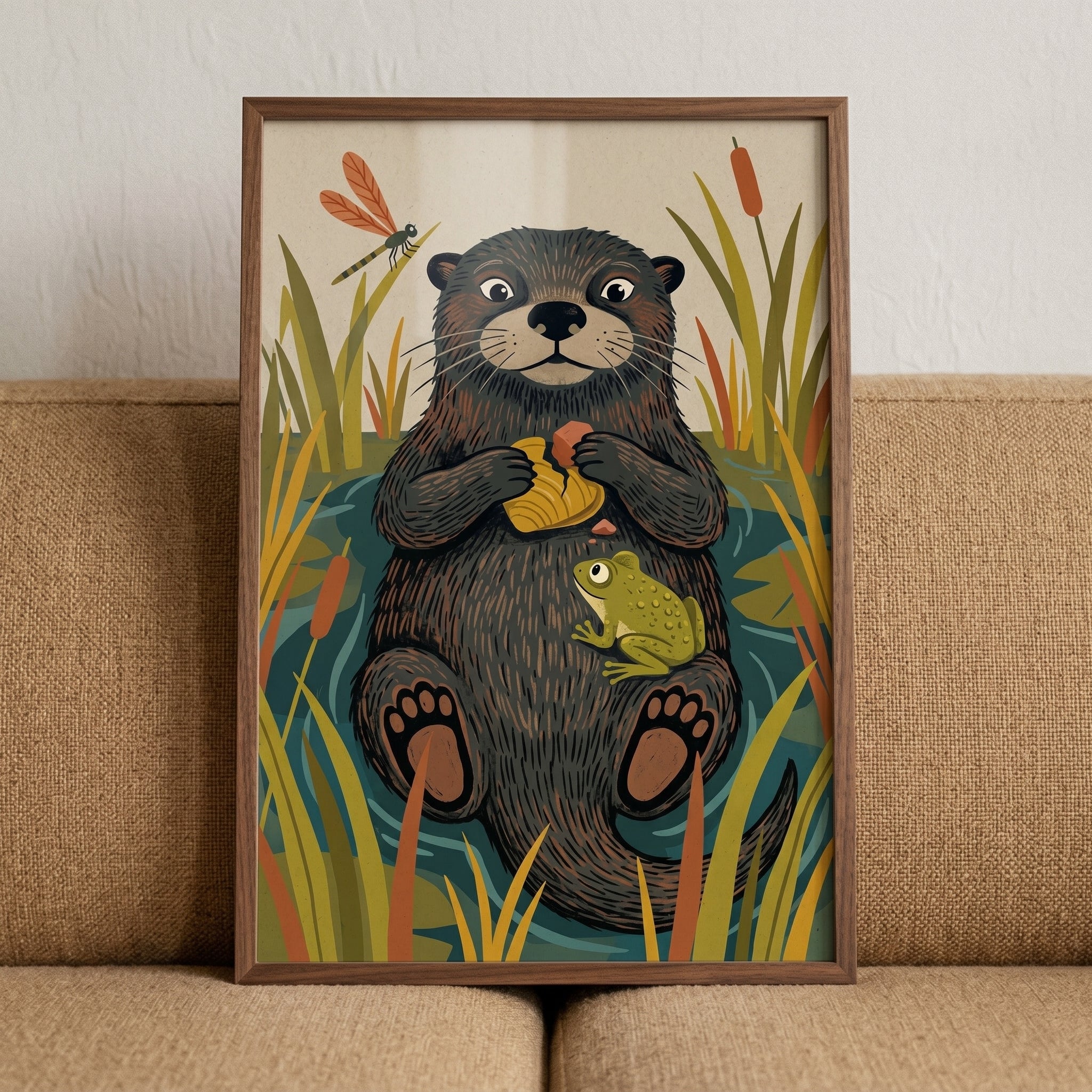 Floating Frog Friend Otter Animals Wall Art - Marshland Friends
