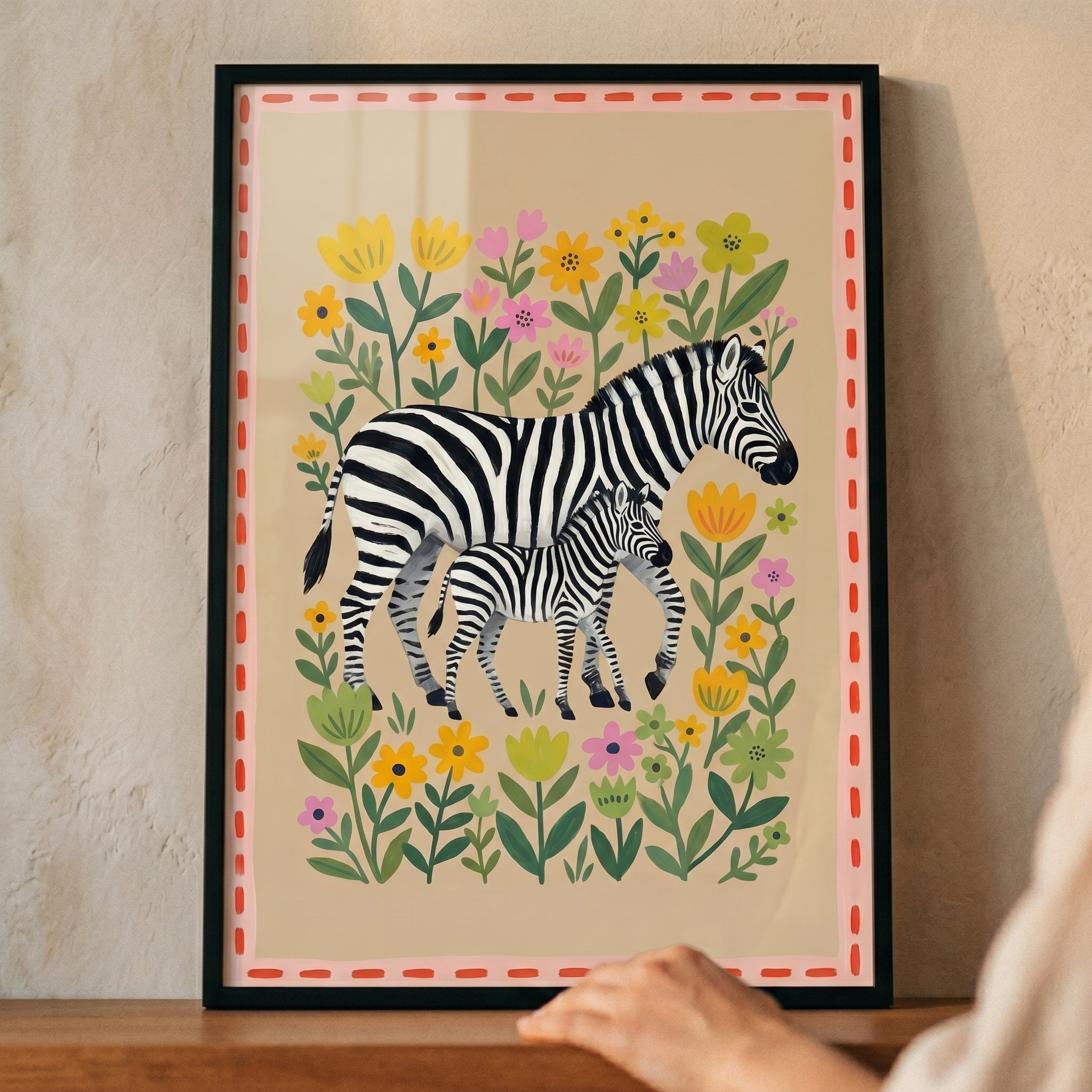 Floral Garden Zebra Wall Art - Striped Garden Duo