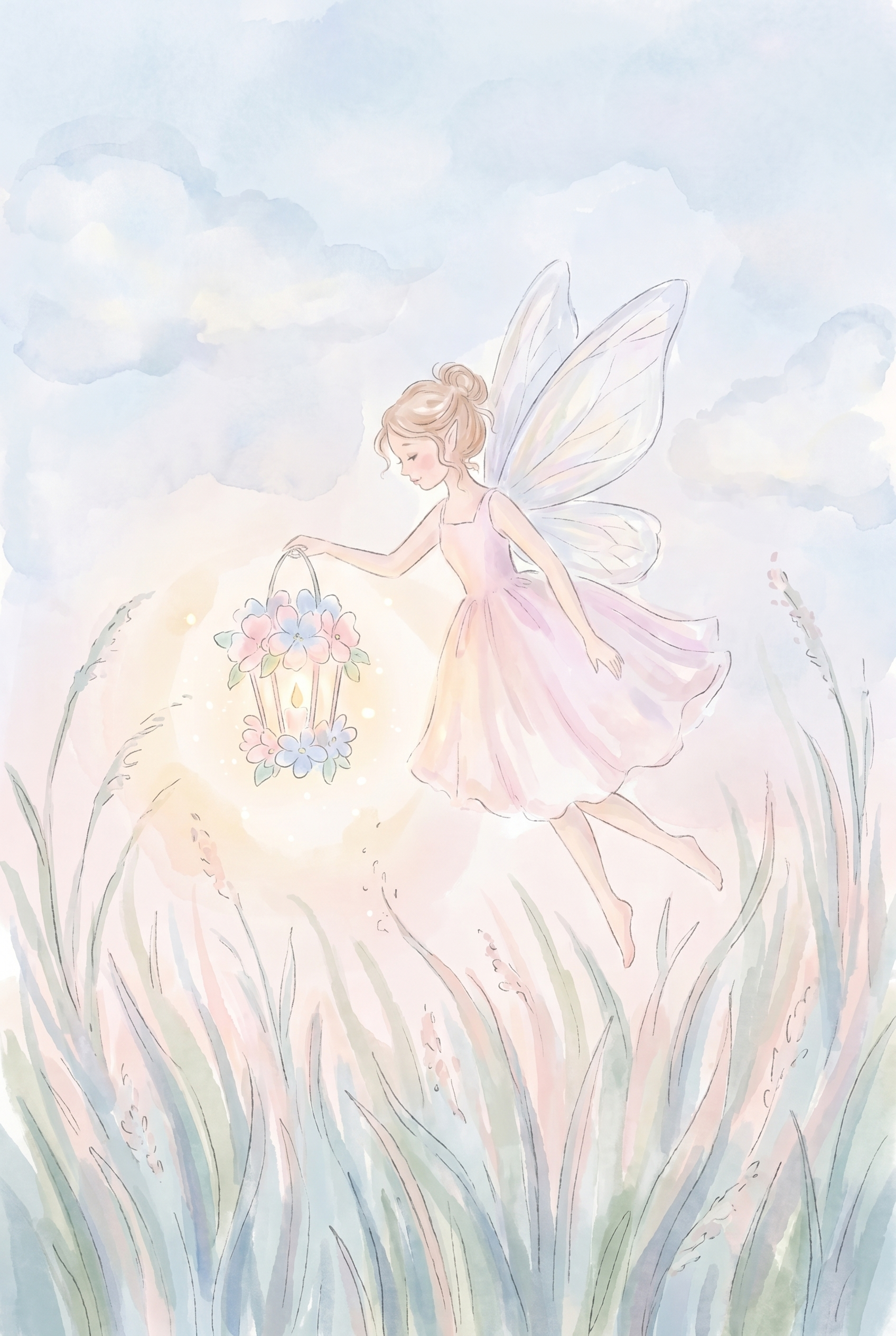 Floral Lantern Fairy Wall Art - Floral Fairy Light