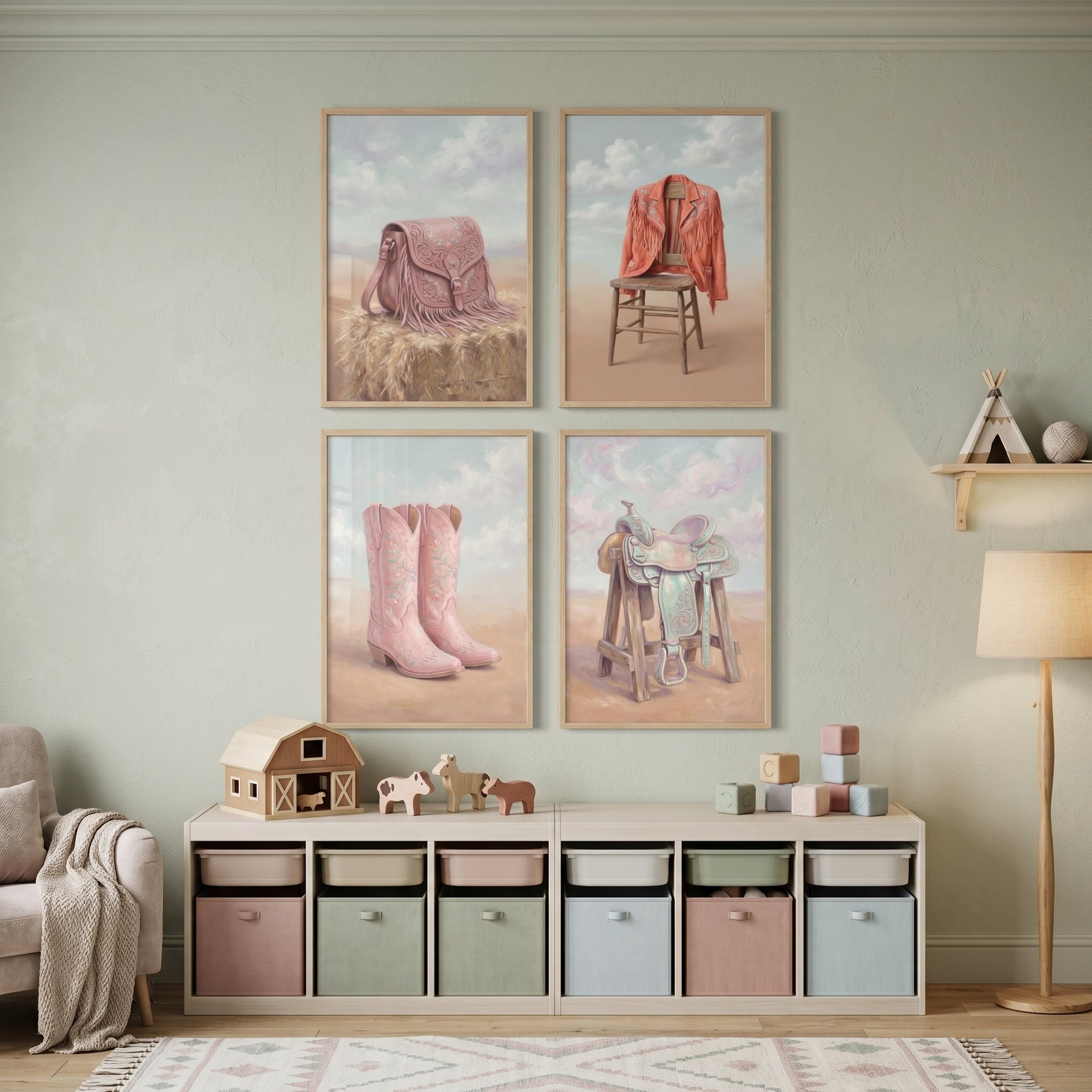 Pastel Dreamy Desert Western Wall Art Set of 2 - Western Dreamscape