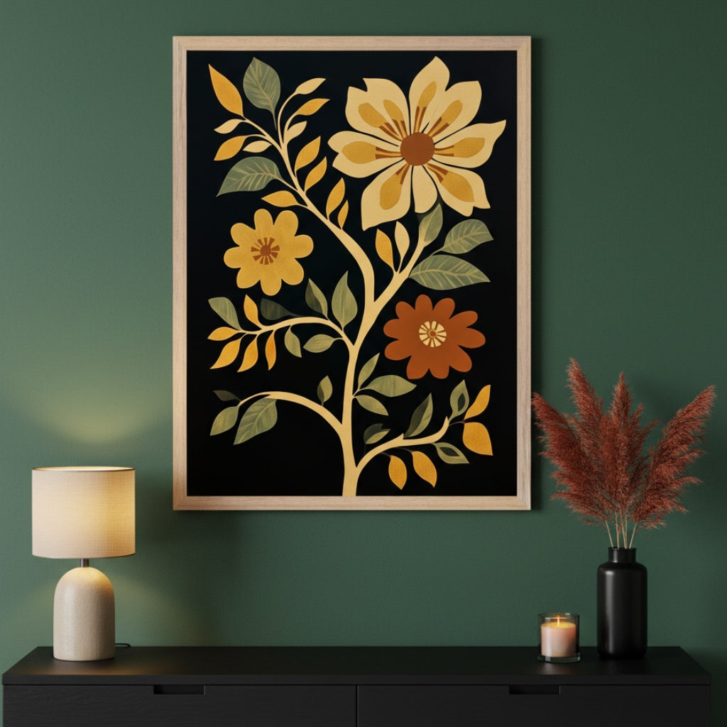 Vintage Petal Art - Floral Framed Wall Art for Living Room, Bedroom or Office