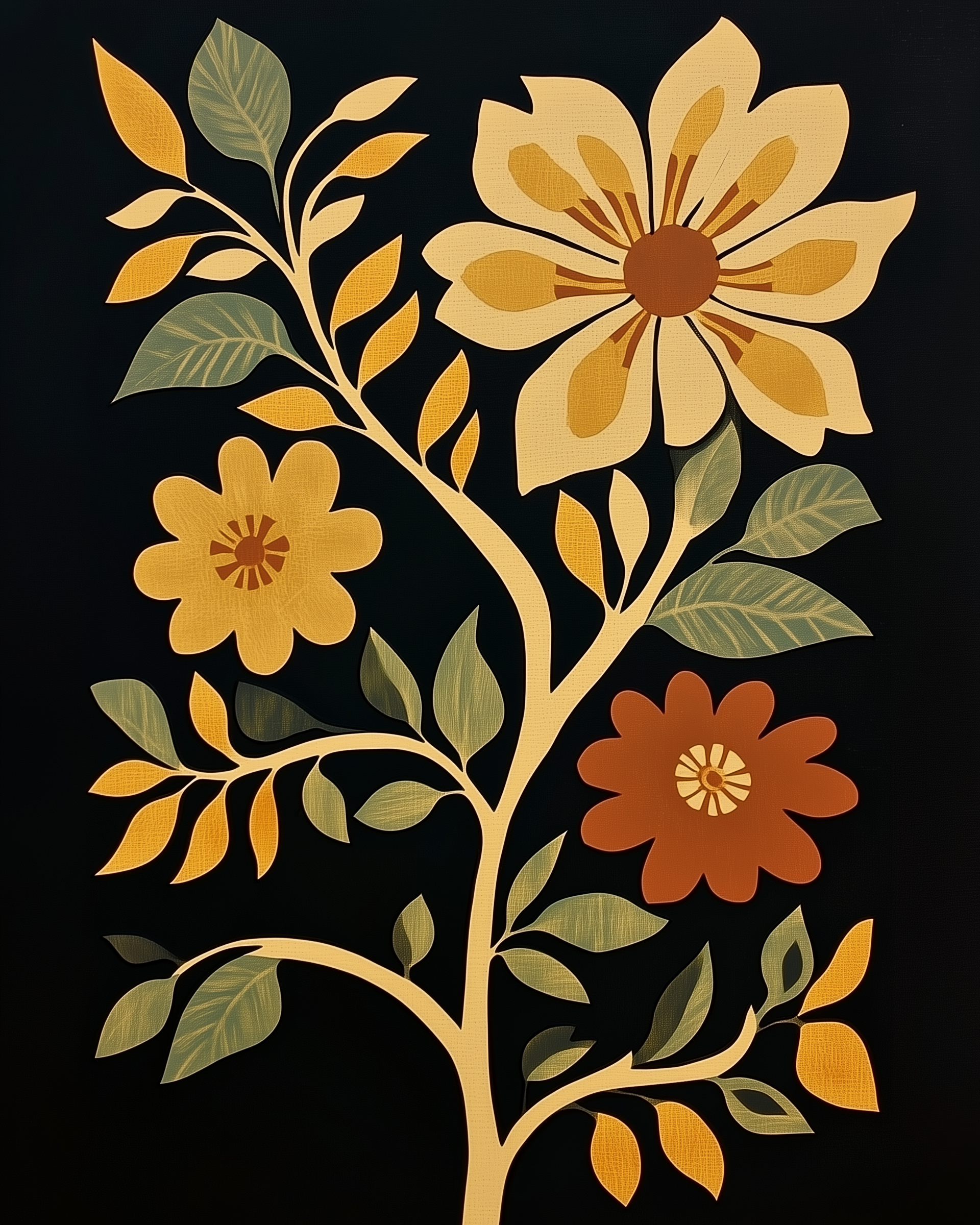 Vintage Petal Art - Floral Framed Wall Art for Living Room, Bedroom or Office