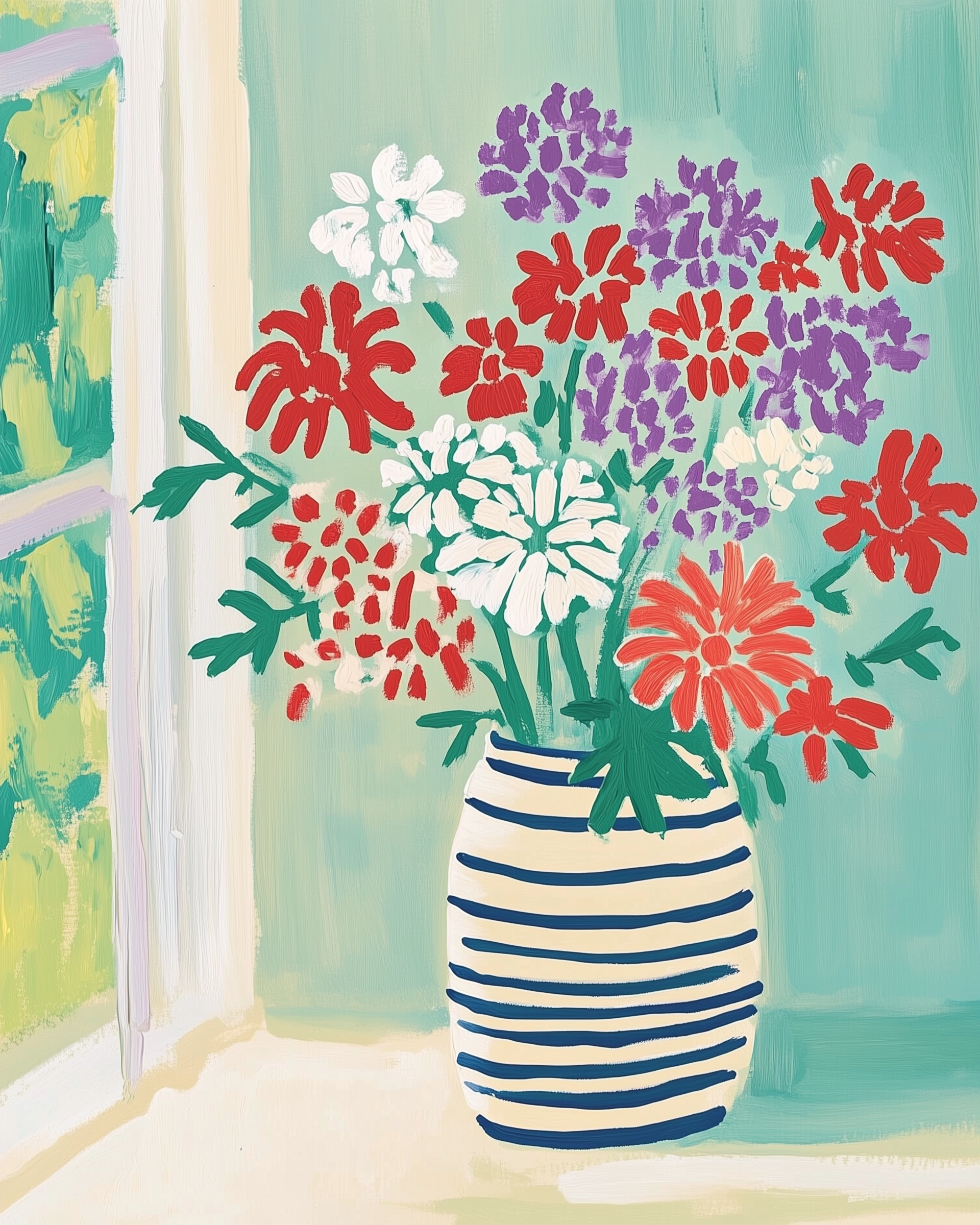 Vivid Bouquet - Flowers Wall Art for Living Room, Bedroom or Office