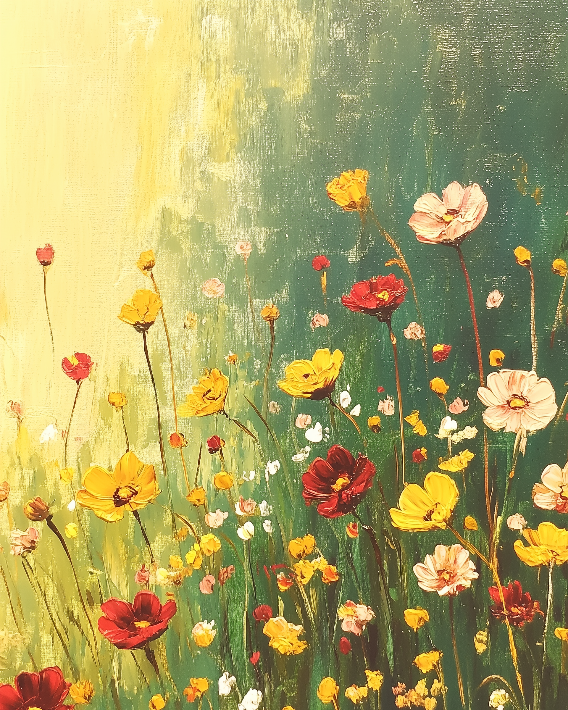 Sunlit Wildflowers - Flowers Wall Art for Living Room, Bedroom or Office